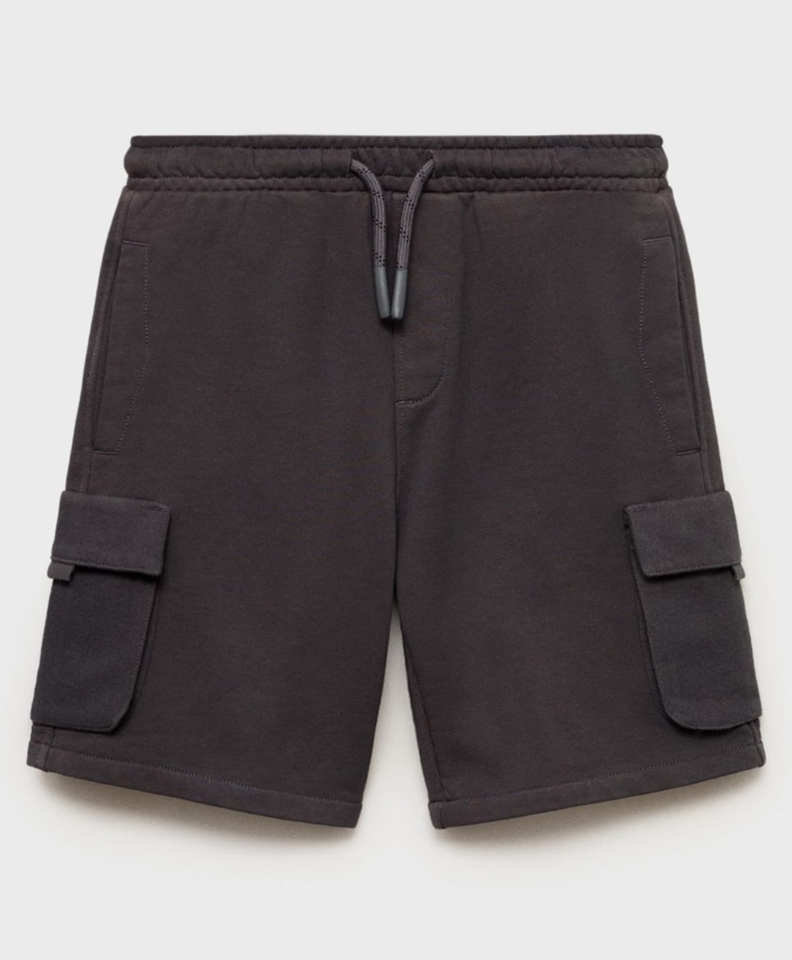 ALAN JONES Cotton Blend Knit Solid Cargo Style Shorts - Charcoal-picture-14