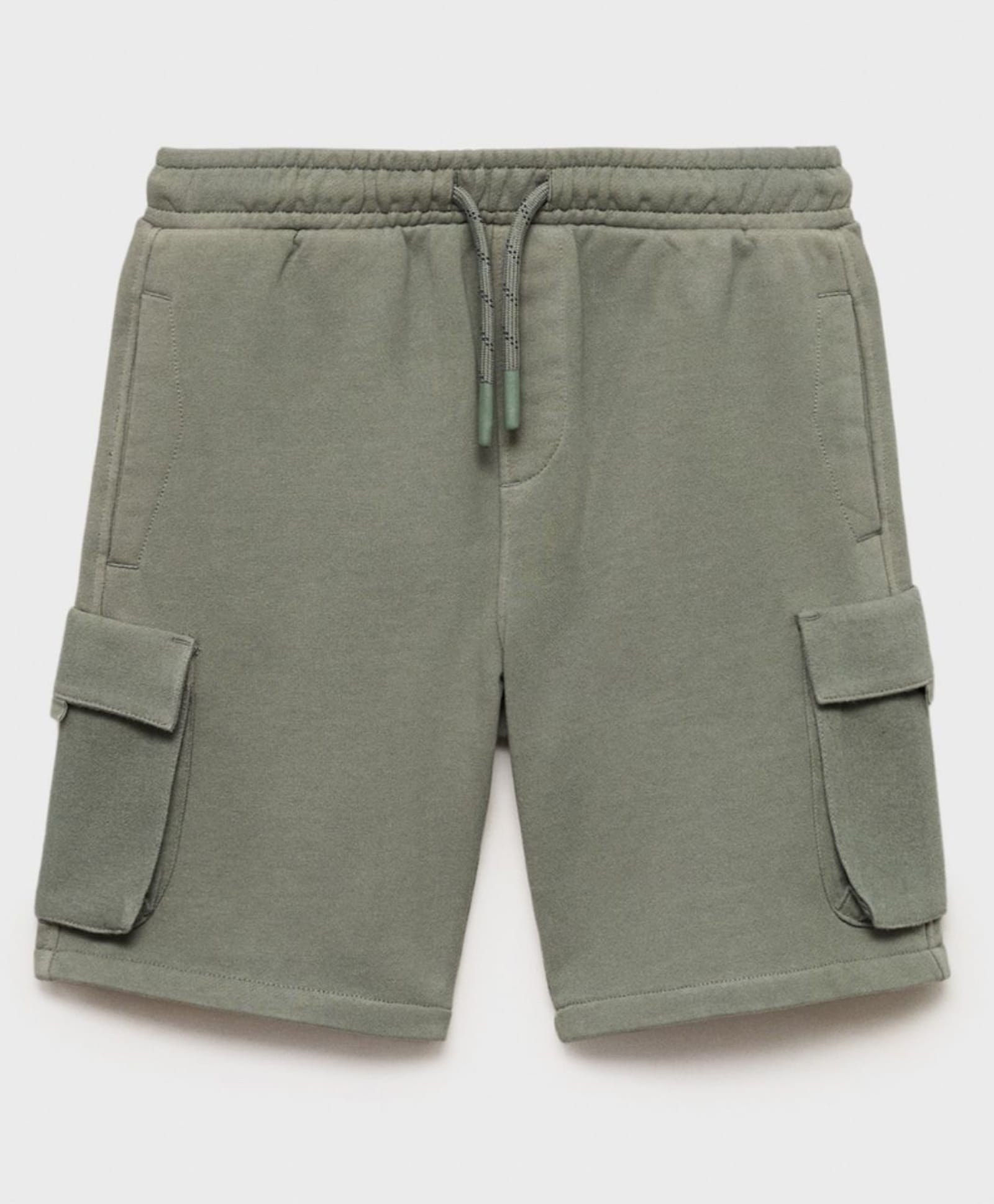 ALAN JONES Cotton Blend Knit Solid Cargo Style Shorts - Green-picture-19