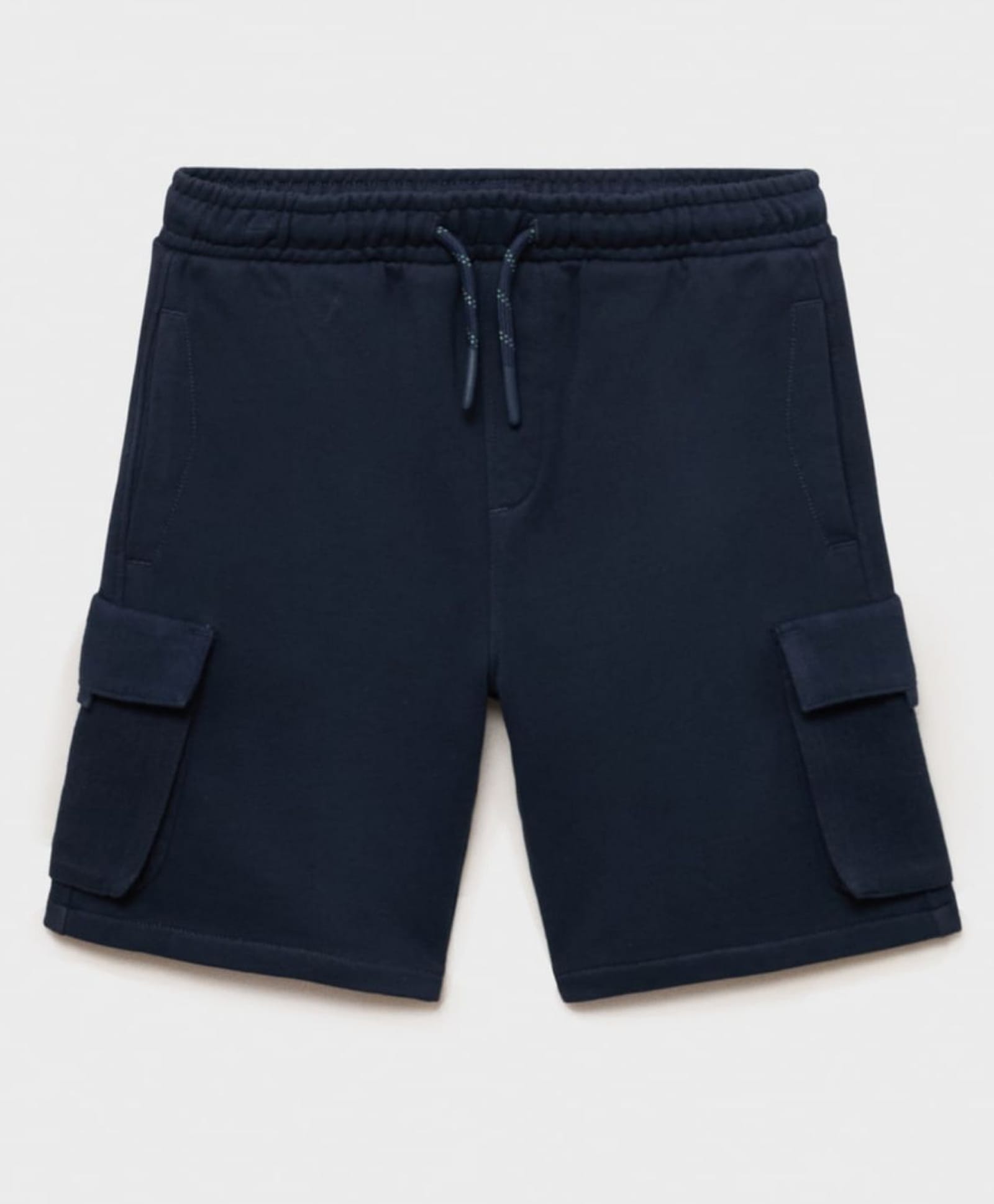 ALAN JONES Cotton Blend Knit Solid Cargo Style Shorts - Navy Blue-picture-15