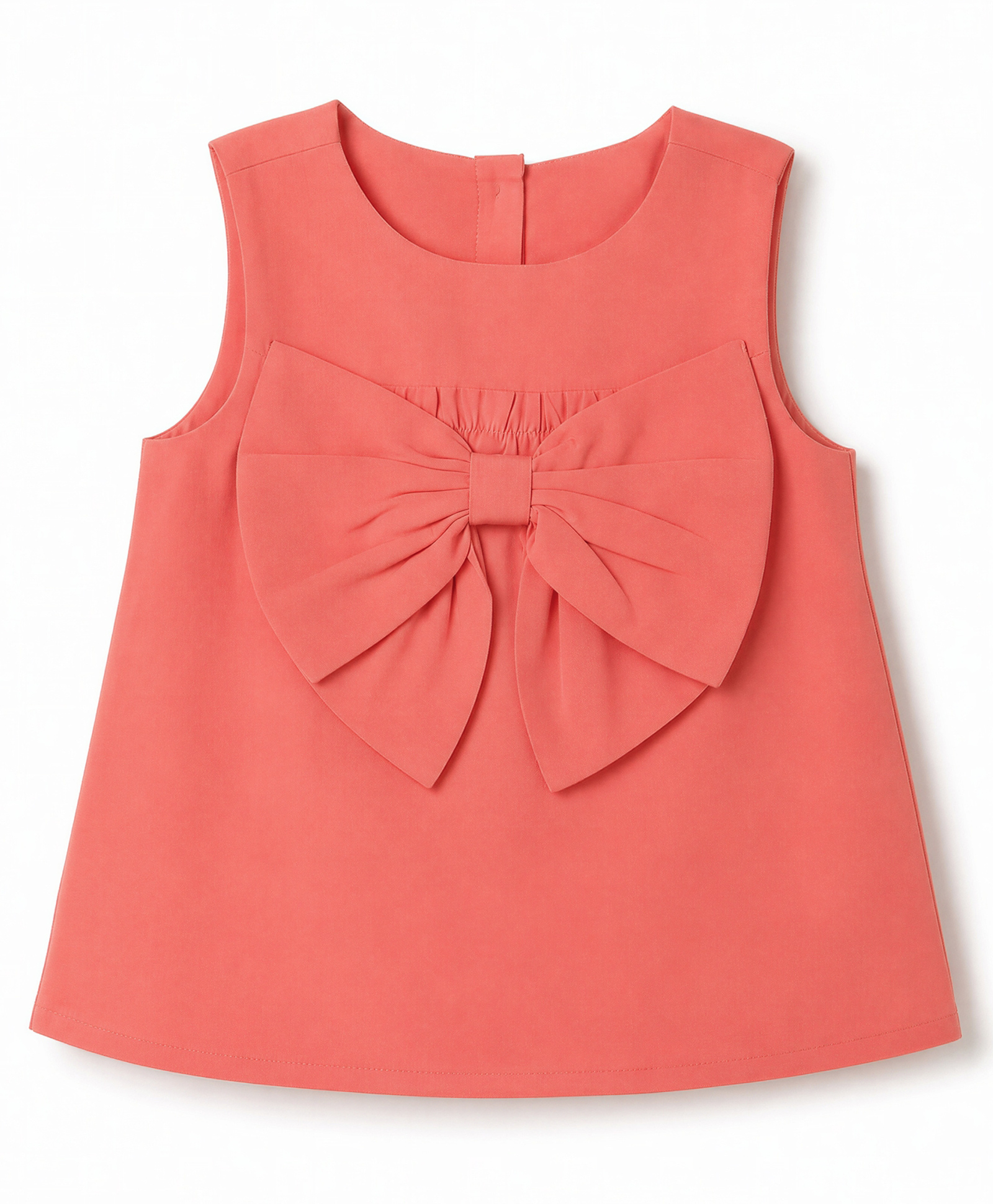 Babyhug Cotton Woven Sleeveless Top with Bow Detailing - Dark Peach-image-27