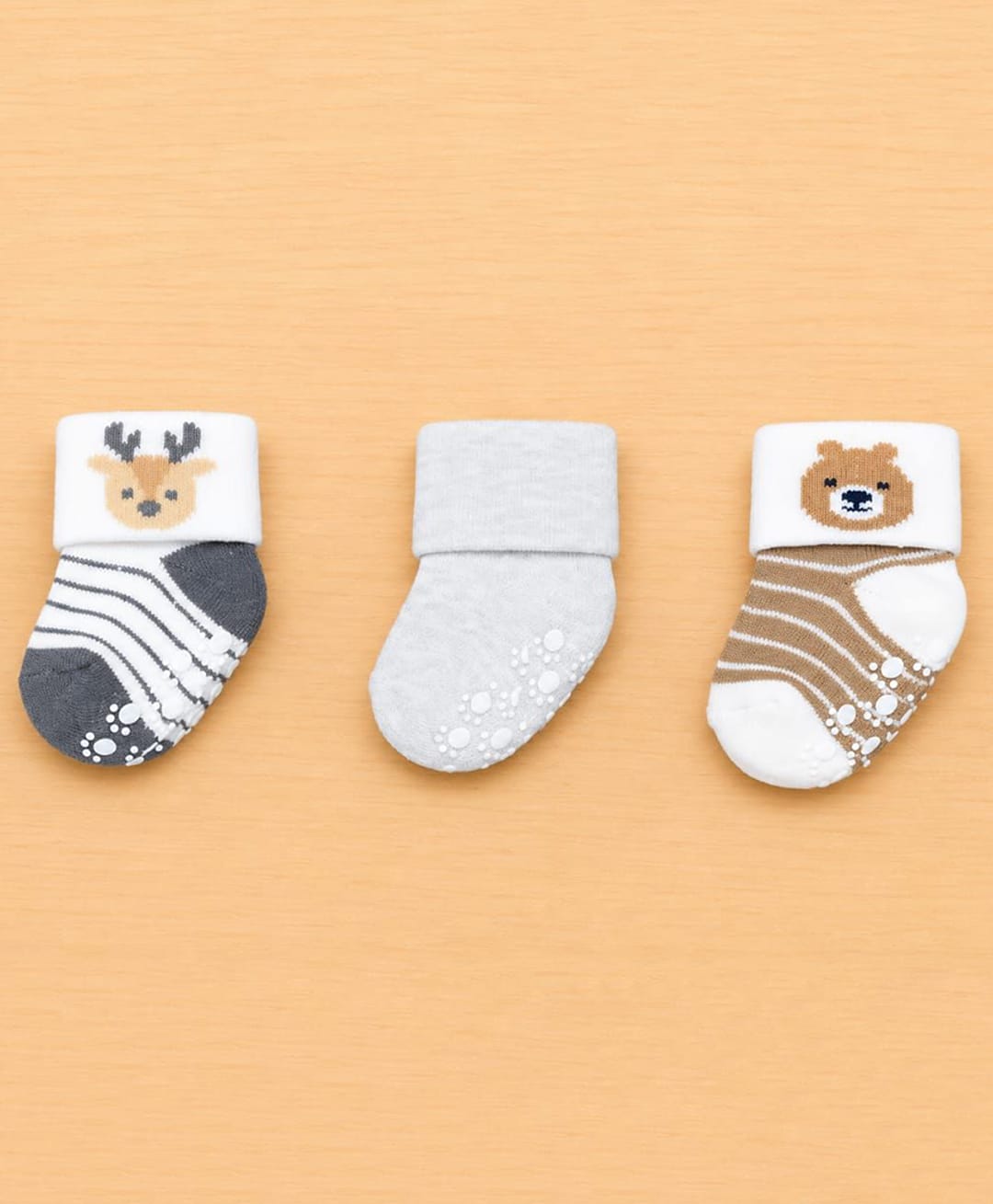 Kidofash Knit Pack Of 3 Animals Designed Anti Skid Socks - Grey-picture-19