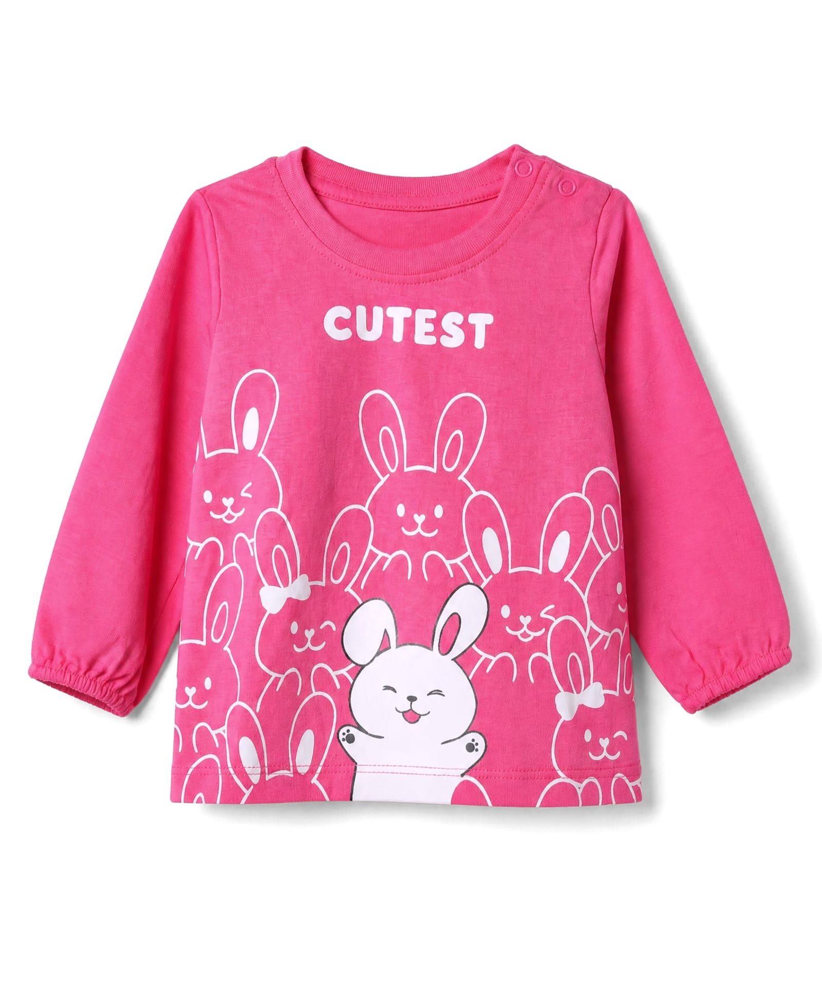 Doodle Poodle 100% Cotton Single Jersey Knit Full Sleeves Top with Rabbit Print - Dark Pink-picture-40
