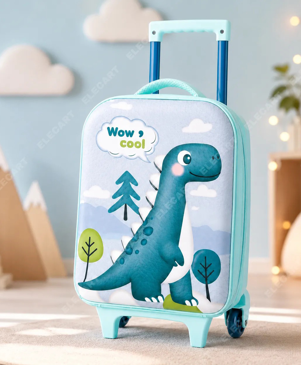 Elecart Kids Dinosaur Trolley Bag for Boys | Blue Dino Hard Shell Kids Luggage with Wheels | Lightweight Travel Suitcase for School Trips, Vacation, Holiday & Weekend Travel-image-13