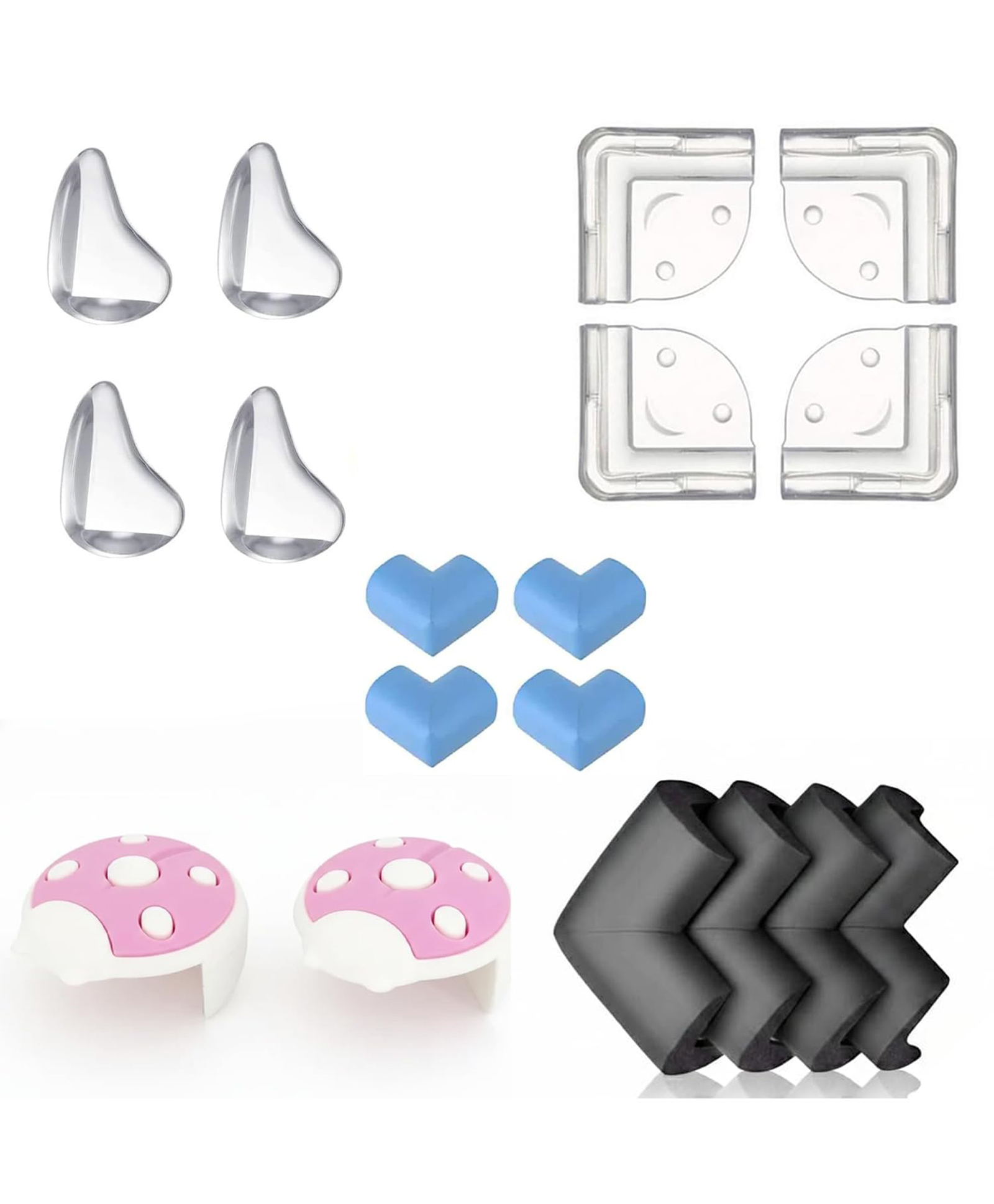 Safe-O-Kid Corner Protection Safety Kit | 4 Smiley-Shaped Corner Protectors, 8 L-Shaped Corner Guards, 4 Tear-Shaped Corner Protectors & 2 Bug-Shaped Silicone Corner Guards | Assorted-picture-39