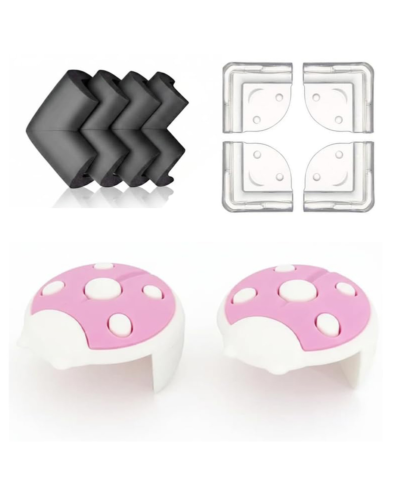 Safe-O-Kid Basic Corner Safety Combo with 4 NBR Corner Protectors, 4 Smiley Corner Guards and 2 Tear Shape Corner Protectors for Furniture Edge Protection Assorted-picture-11