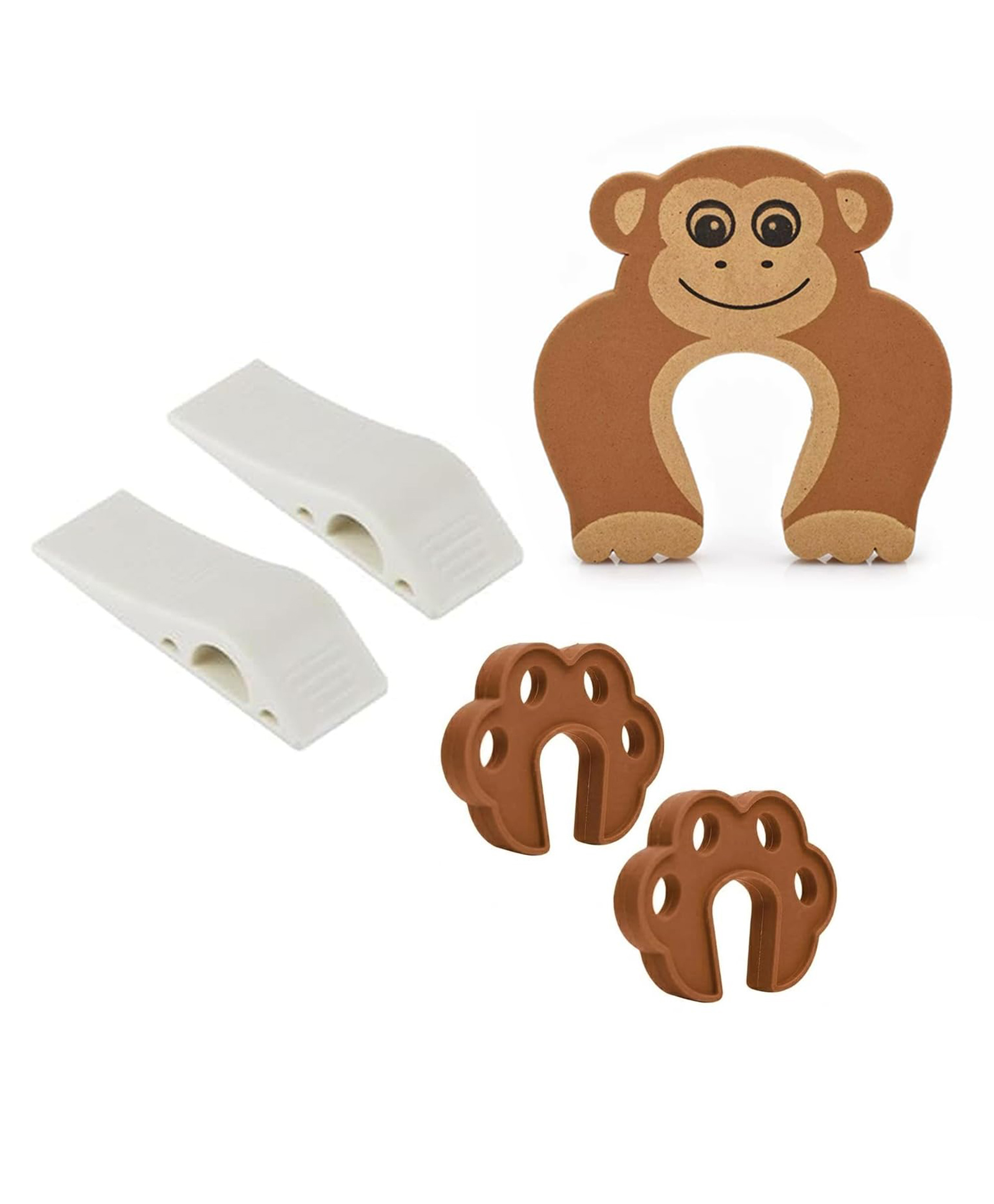 Safe-O-Kid Door Safety Combo | 2 TPR Door Stoppers, 2 Paw Shaped Door Stoppers & 1 Monkey Shaped Door Stopper | Finger Pinch Protection Door Safety Kit for Babies & Toddlers - Assorted-picture-6