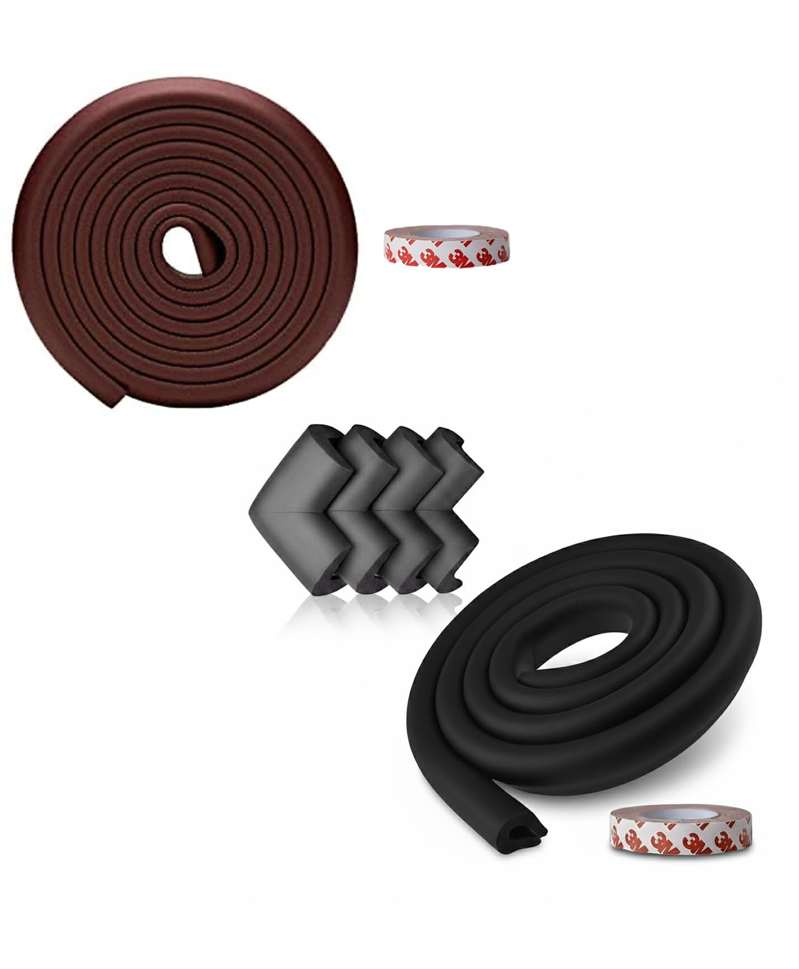 Safe-O-Kid Edge Protection Combo | 1 U-Shape 2M Edge Guard, 1 L-Shape 2M Edge Guard & 4 NBR Corner Guards | Furniture Edge & Corner Safety Kit for Babies and Toddlers - Assorted-image-2