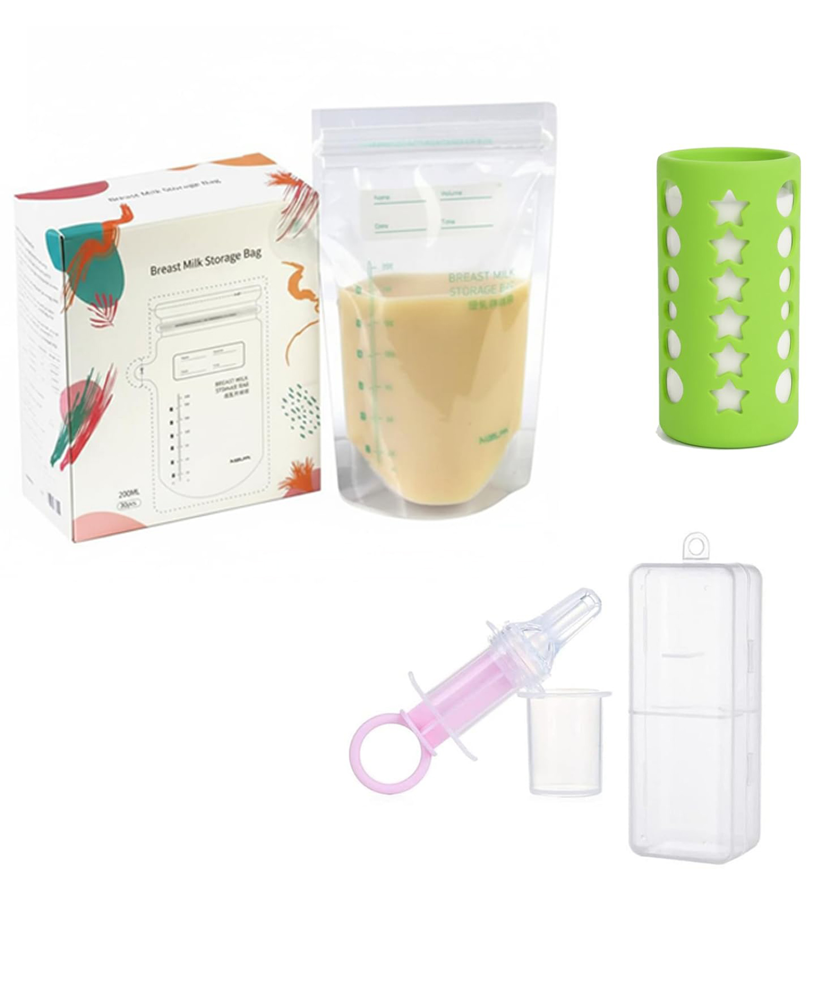 Safe-O-Kid New Mom Essential Kit | 1 Breast Milk Storage Bags, 1 Feeding Bottle Cover & 1 Medicine Feeder | Feeding & Nursing Essentials Combo for New Moms & Babies - Assorted-picture-18