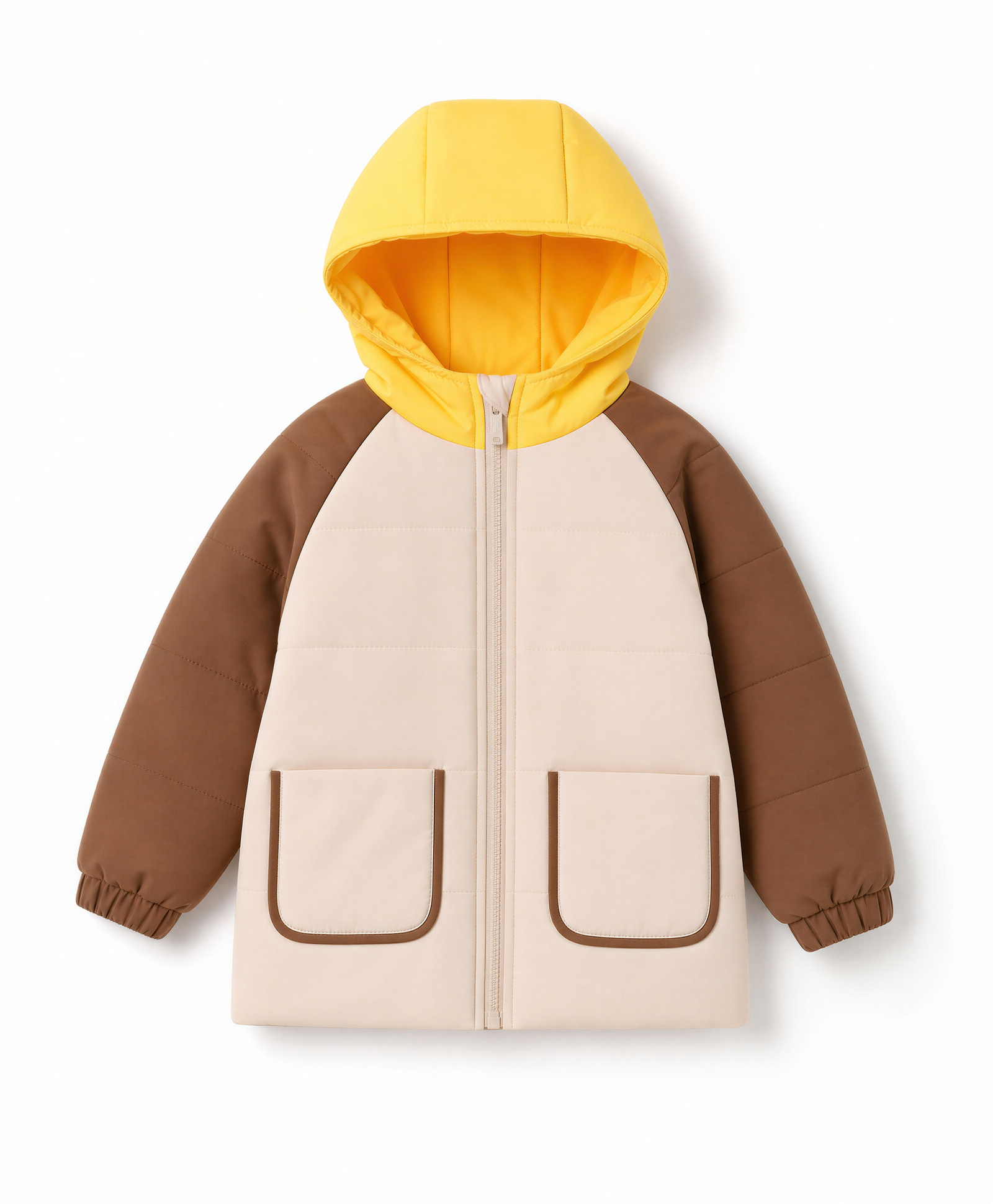 Babyhug Woven Hooded Jackets with Full Sleeves - Light Brown-image-46