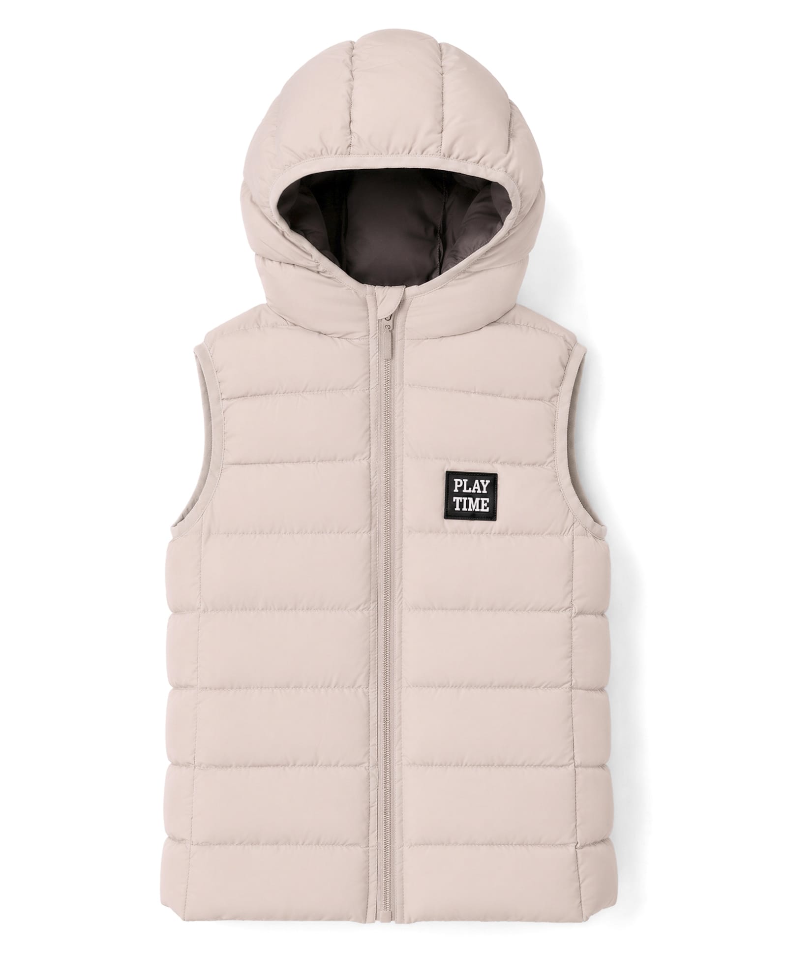 Babyhug Woven Sleeveless Jacket with Hood & Play Time Patch - Ivory-image-6