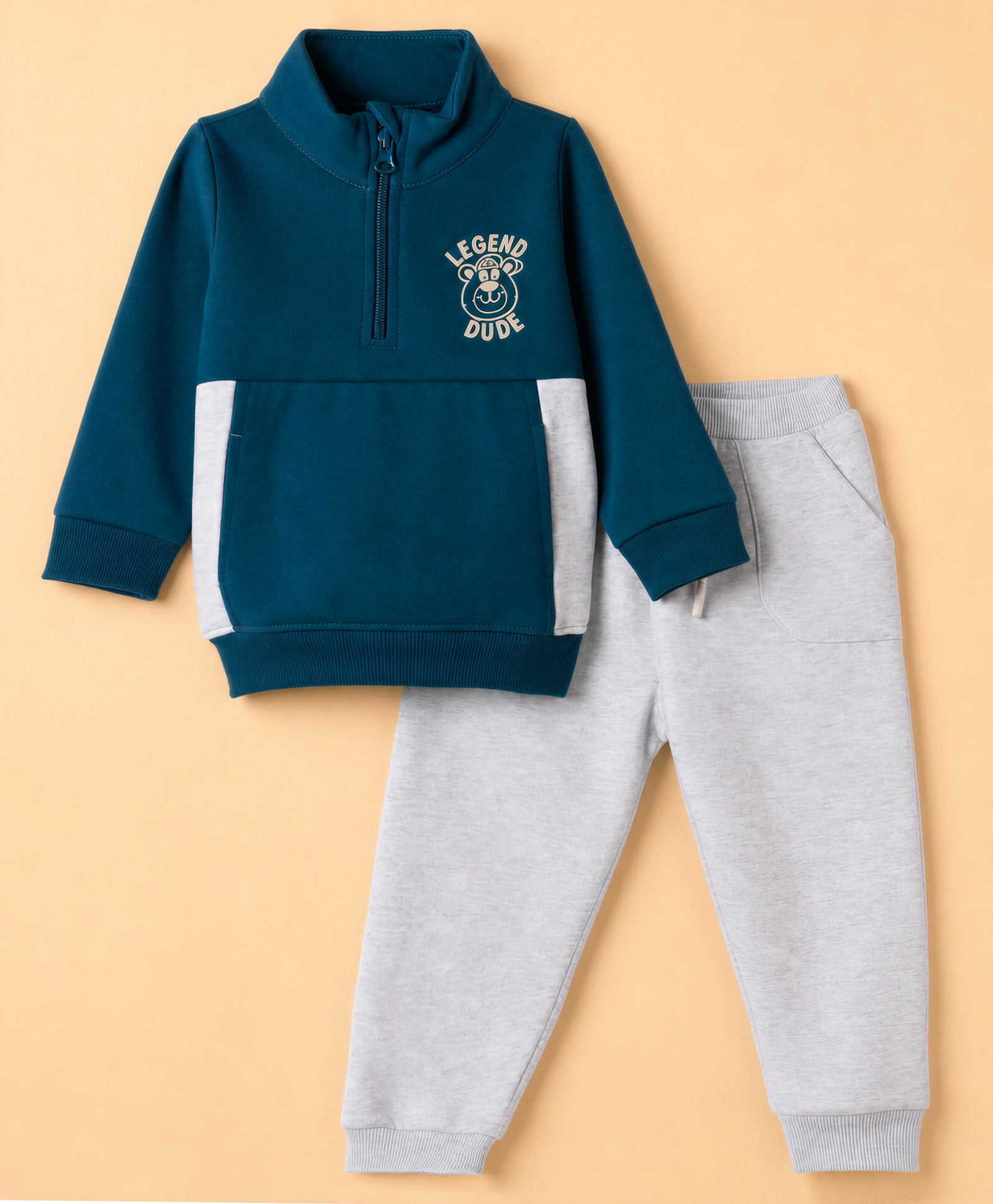 Pepito Fleece Knit Full Sleeves T-Shirt & Pyjama Winter Wear Night Suit with Legend Dude & Animal Print - Blue-image-17