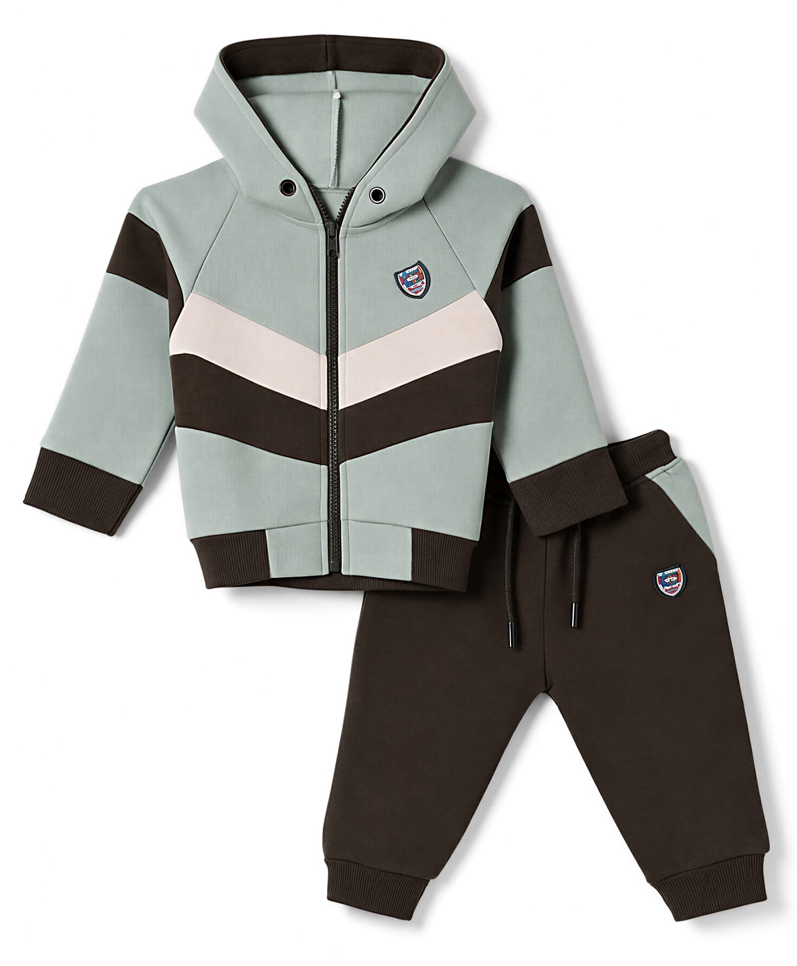 Pepito Fleece Knit Full Raglan Sleeves Hooded Winter Wear Suit with Stripes - Green-image-26