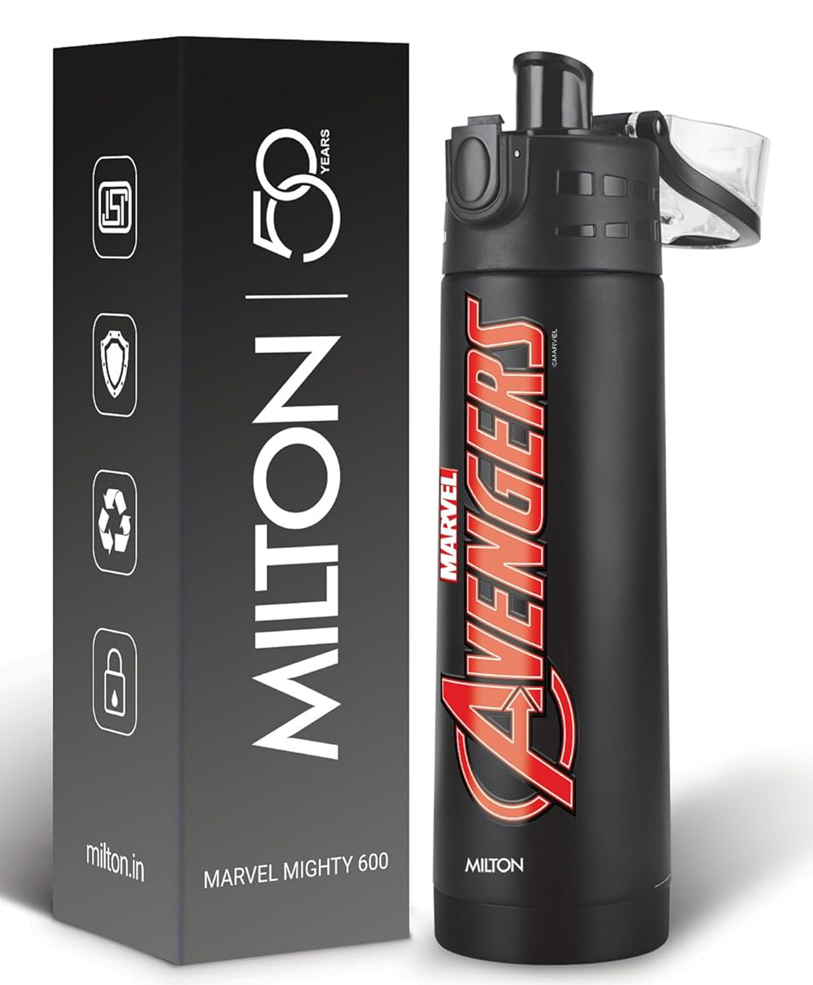 Milton Marvel Mighty 600 Thermosteel ISI Certified Water Bottle, 500 ml Stainless Steel, Long Hours Hot and Cold, Leak Proof, Vacuum Insulation, for Office, Gym, Black Avengers-image-21