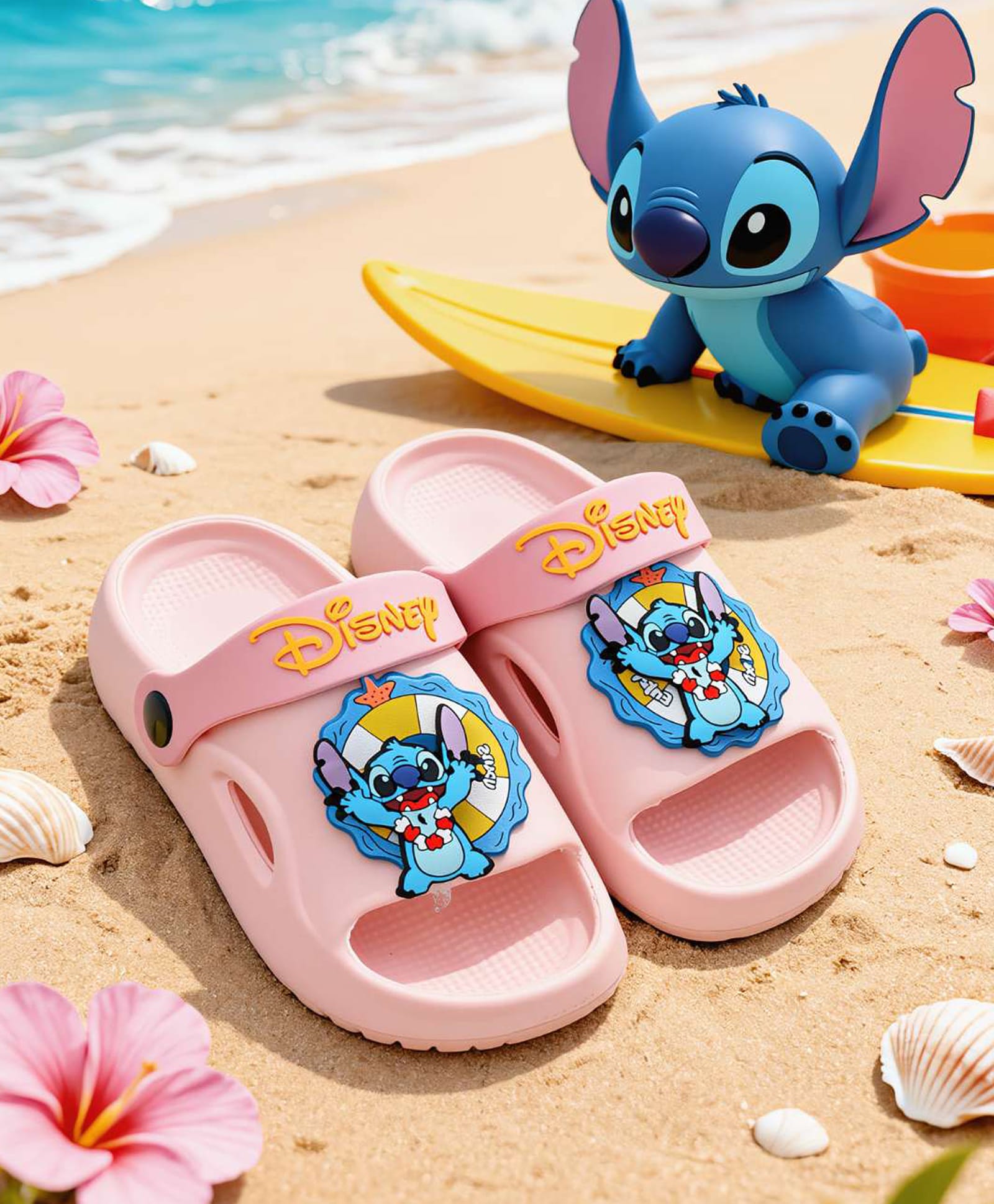 Yellow Bee Disney Featuring Rotating Stitch Applique Detailed Slingback Sandals - Pink-picture-19
