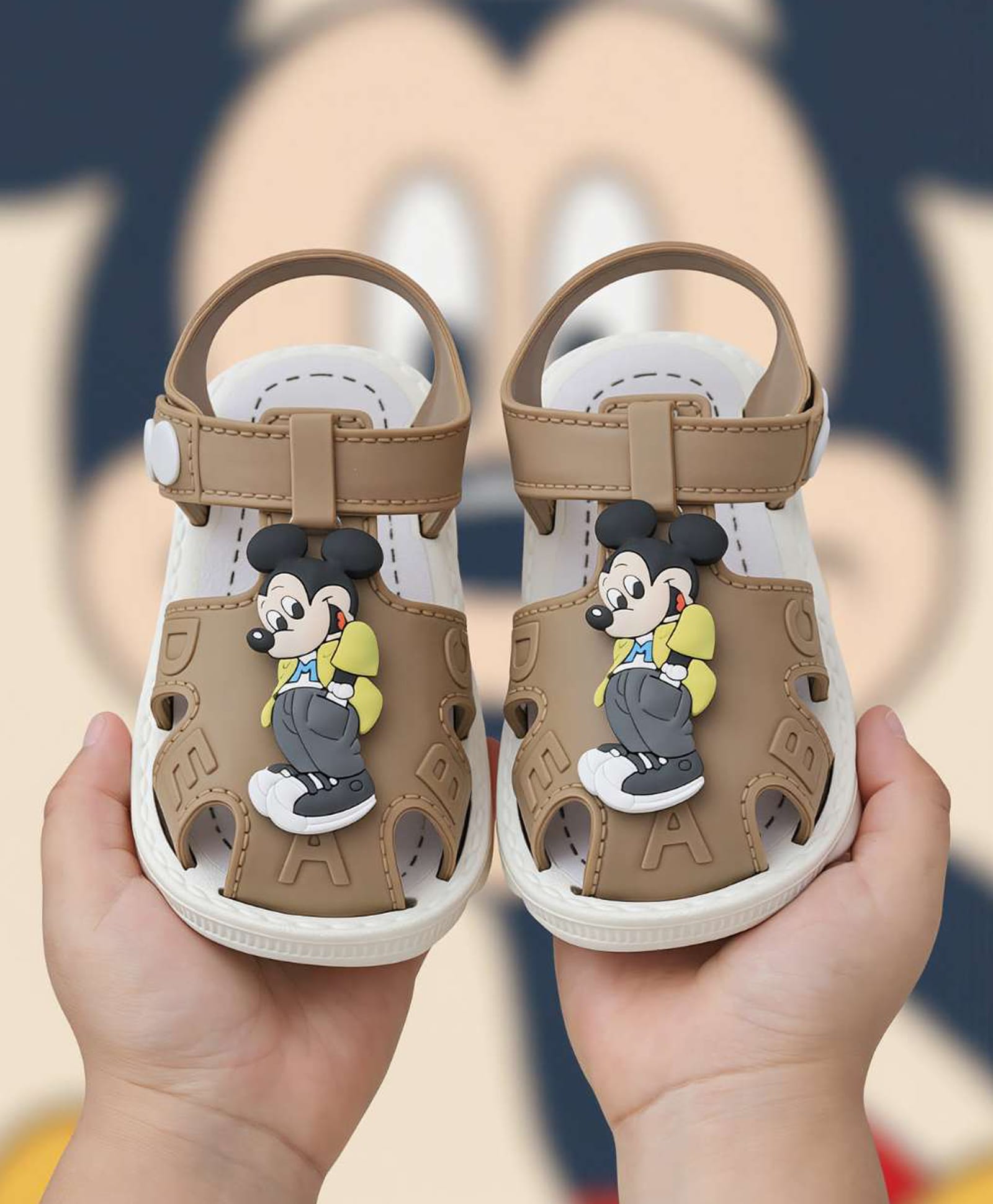 Yellow Bee Disney Featuring Mickey Mouse Applique Detailed Buckle Closure Sandals - Brown-picture-11