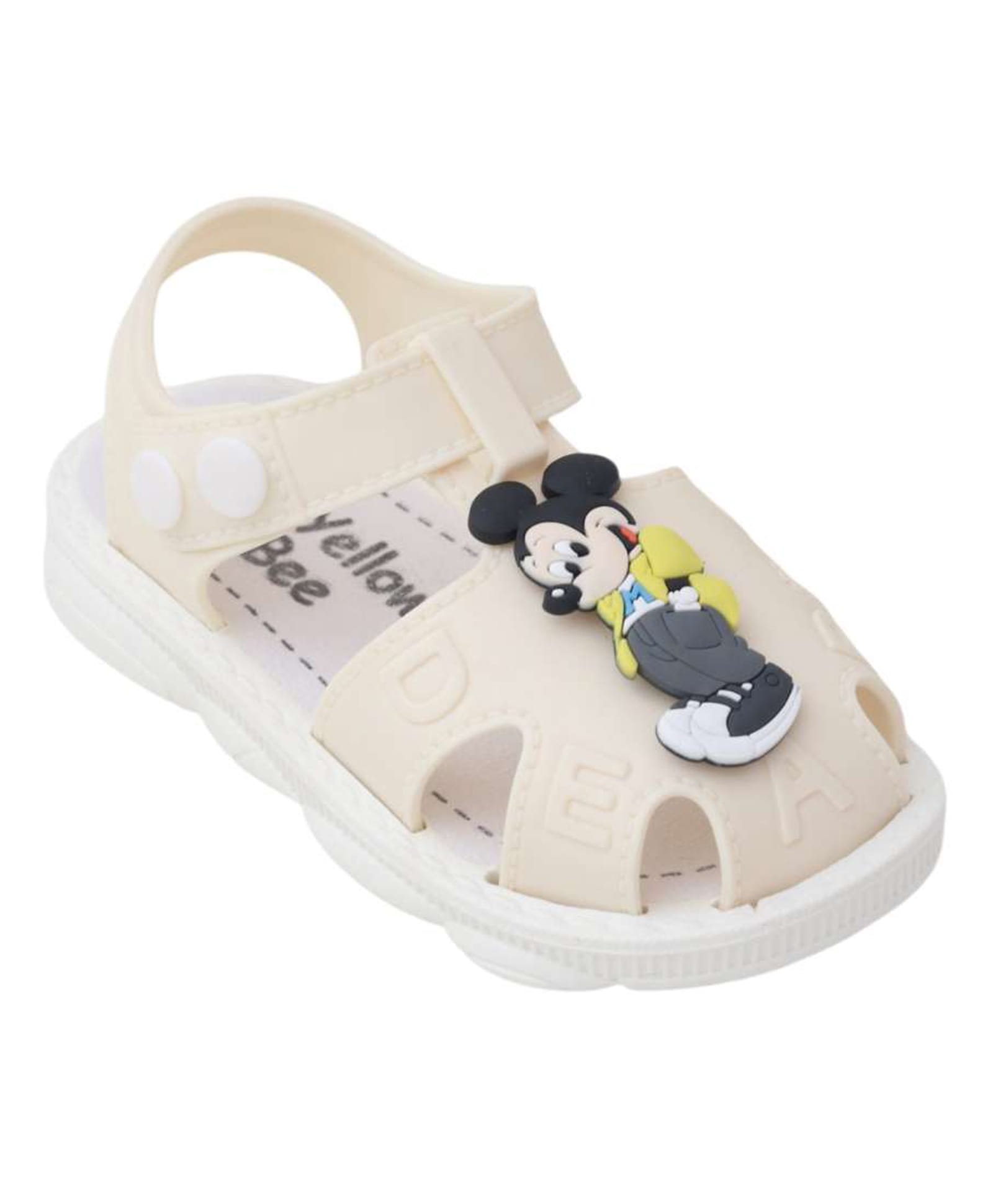 Yellow Bee Disney Featuring Mickey Mouse Applique Detailed Buckle Closure Sandals - Beige-picture-13