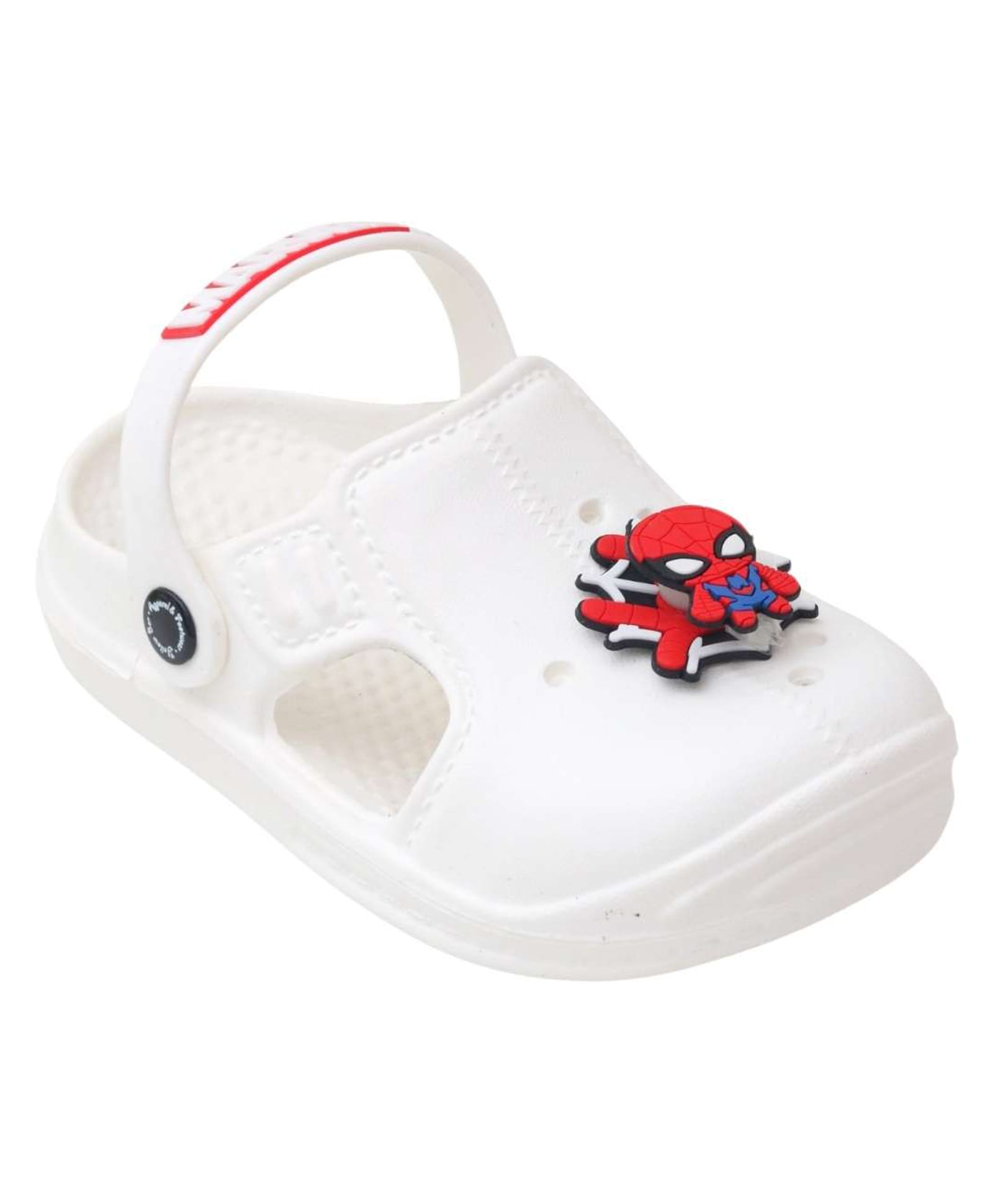 Yellow Bee Marvel Featuring Rotating Spider Man Applique Detailed Perforated Slingback Clogs - White-picture-11