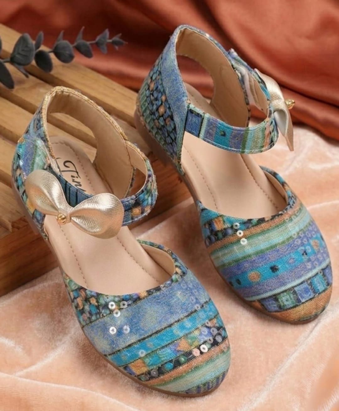 Tiny Bugs Sequins Embellished Velcro Closure Mary Jane Ballerinas - Multi Colour-image-48