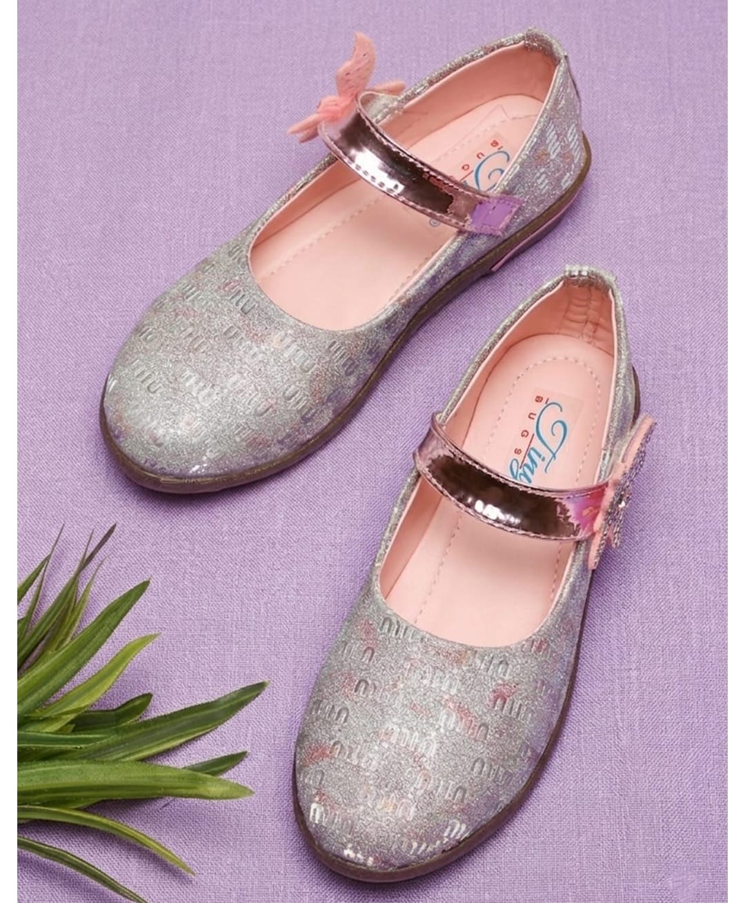Tiny Bugs Glittered Butterfly Applique Velcro Closure Mary Jane Ballerinas - Multi Colour-picture-18