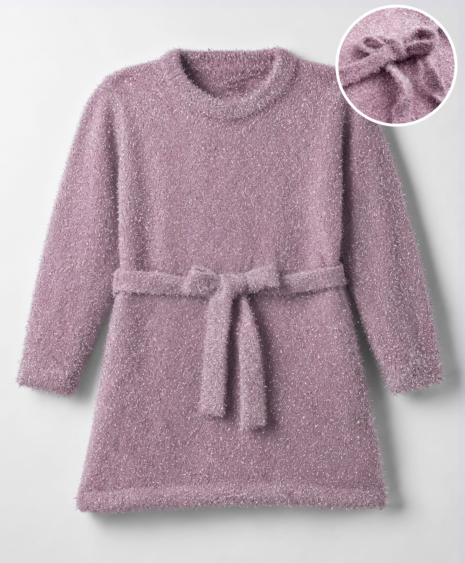 Babyhug Knit Full Sleeves Woollen Dress - Pink-image-44