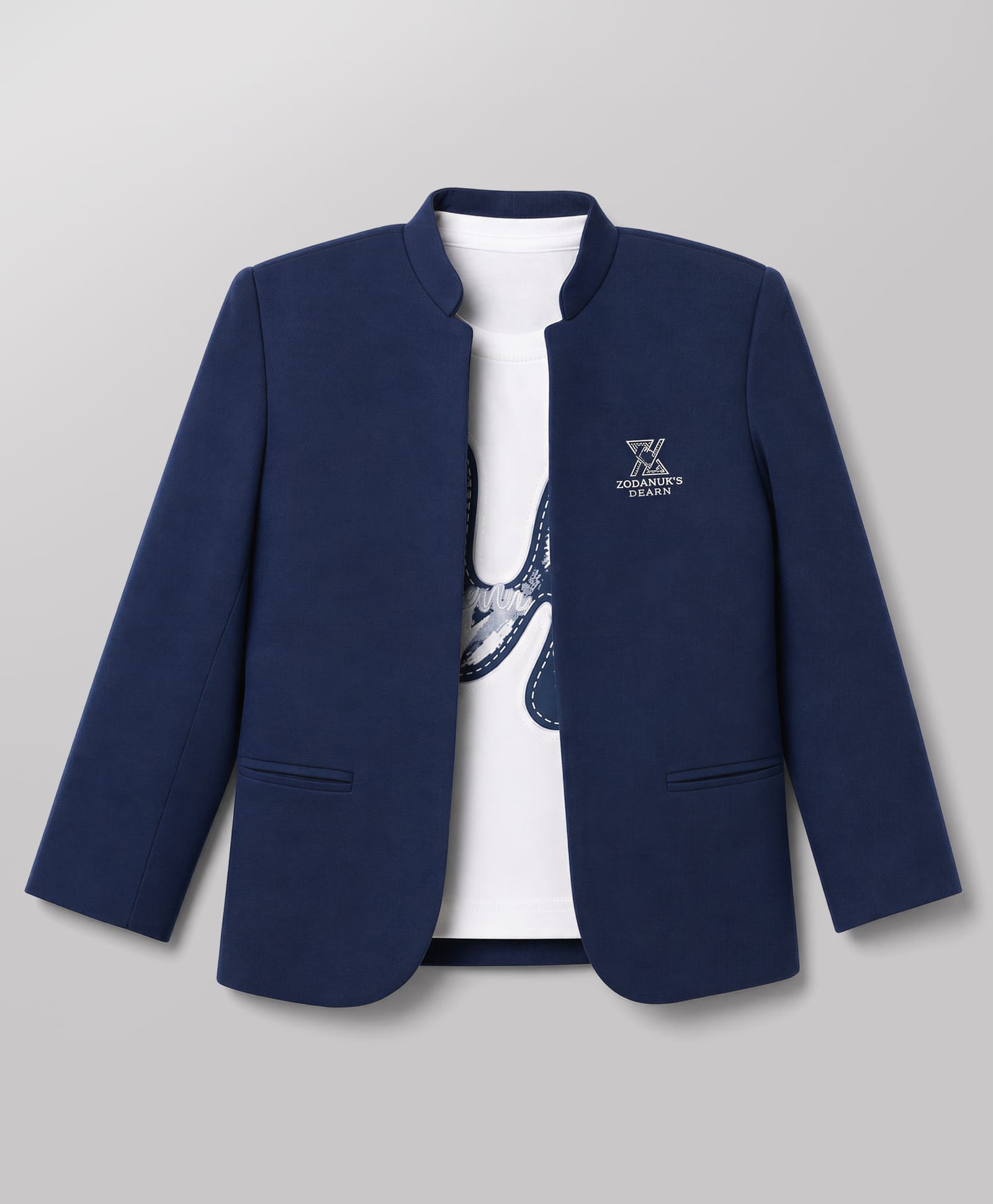 Dapper Dudes Cotton Woven Full Sleeves Blazer With Printed Tee-Blue-image-33
