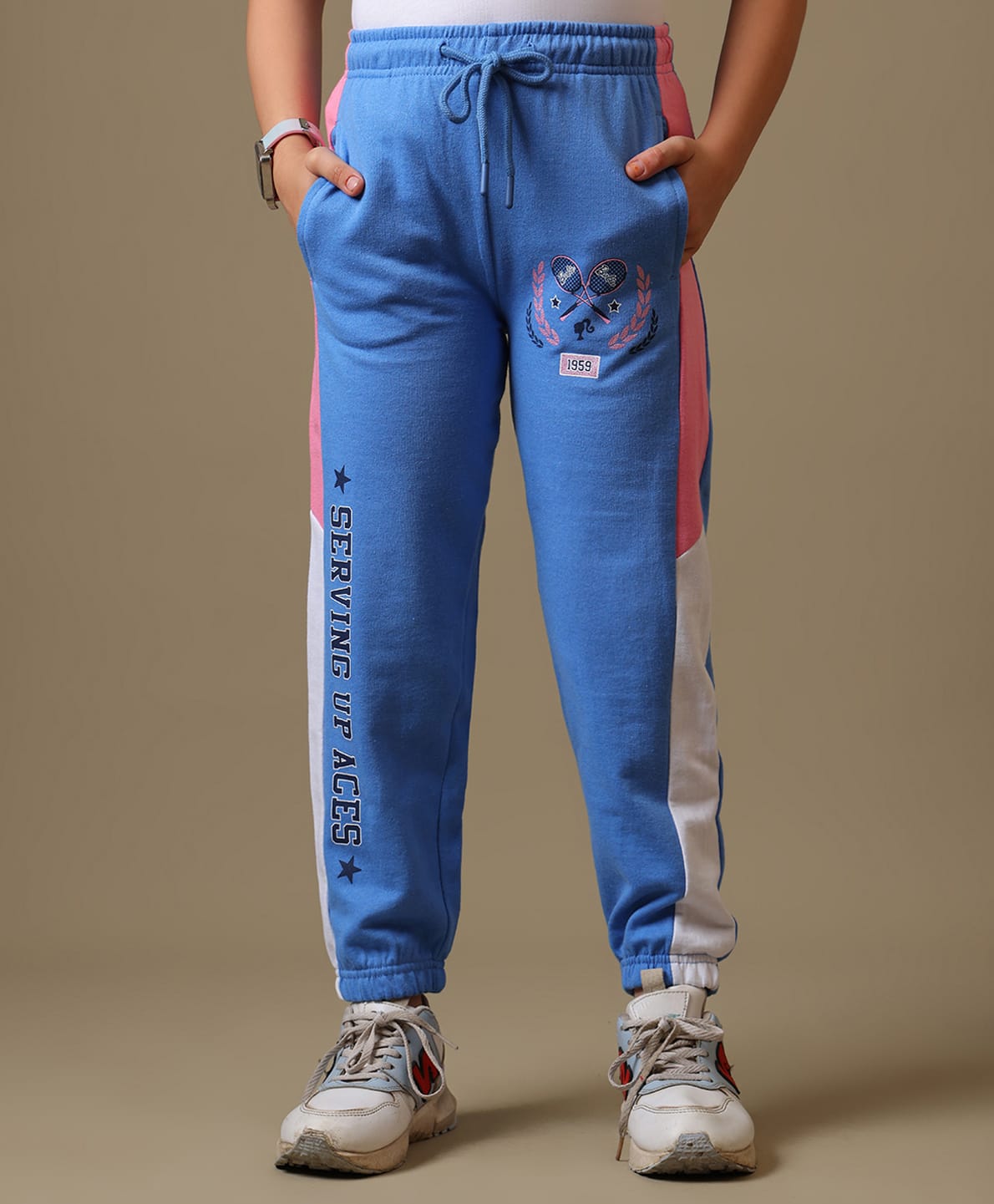 Kidsville Knit Mattel Featuring Barbie Printed Joggers - Blue-picture-10
