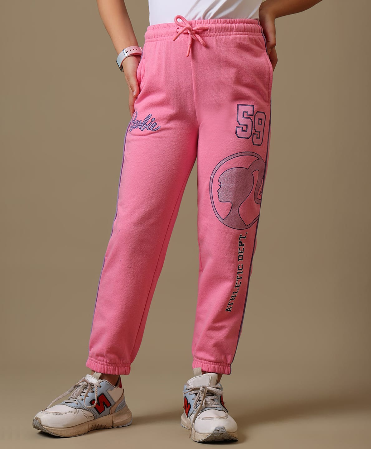 Kidsville Knit Mattel Featuring Barbie Printed Joggers - Pink-picture-12
