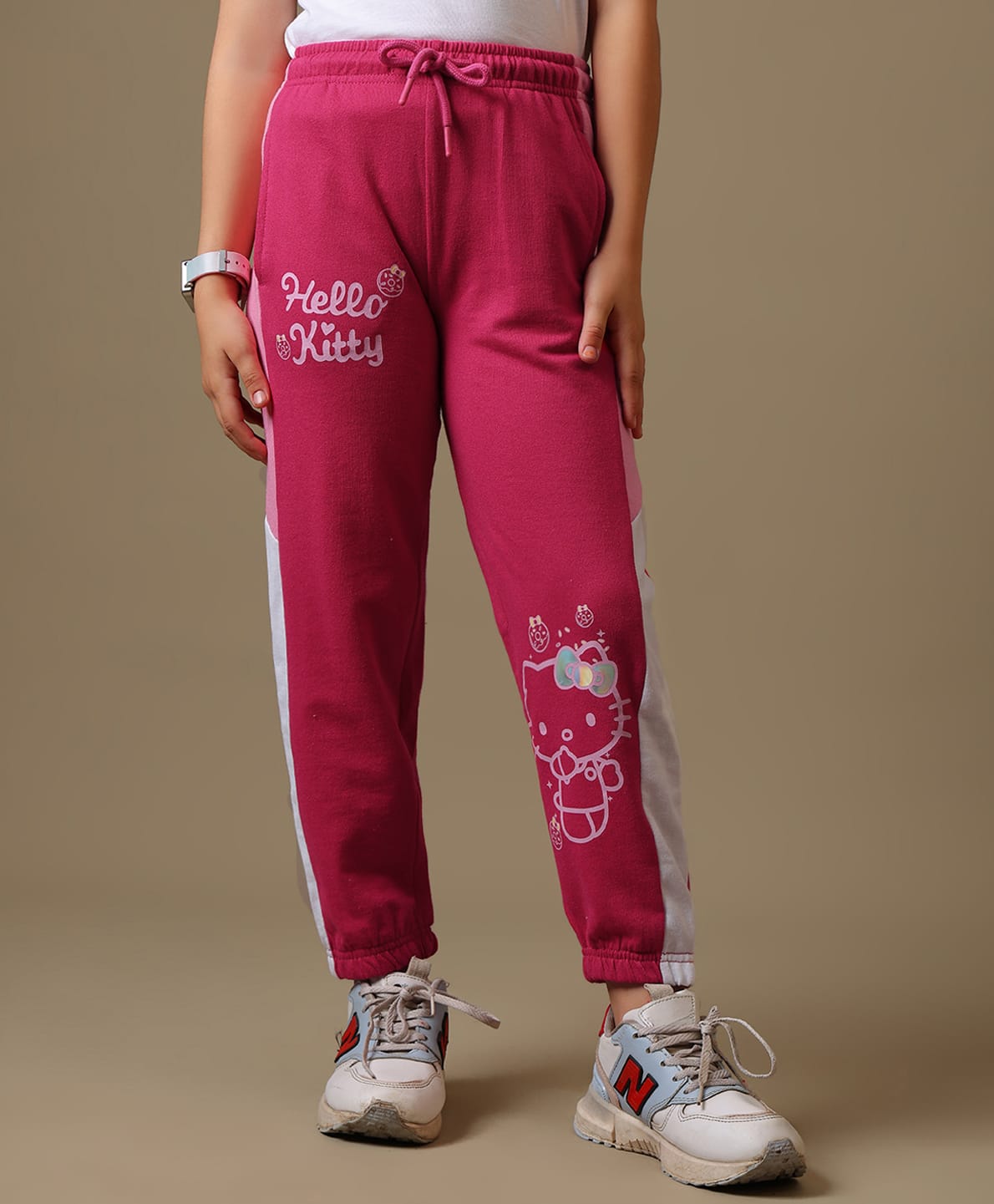 Kidsville Knit Sanrio Friends Featuring Hello Kitty Text Printed Joggers - Pink-picture-38