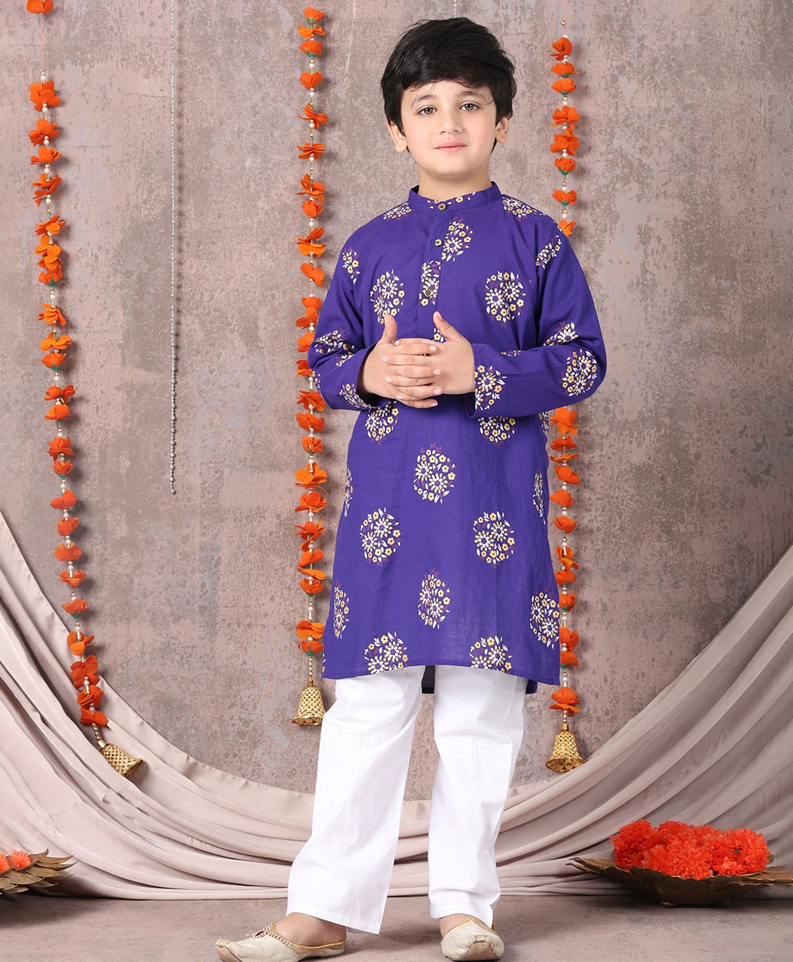 Superminis Cotton Woven Full Floral Printed Kurta Pajama Set - Purple-picture-18