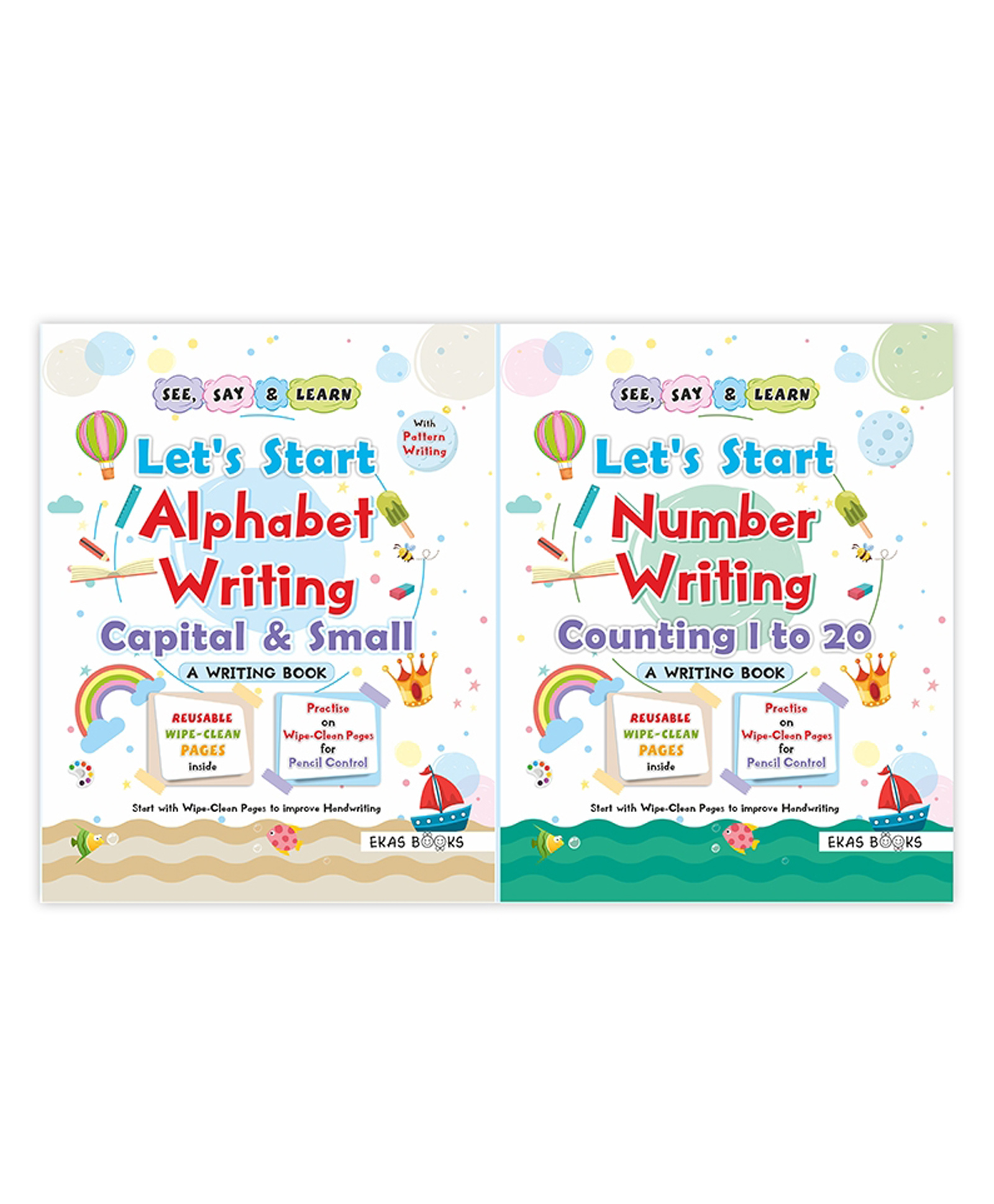 ABC Capital and Small Alphabet Writing and Numbers 1 to 20 Writing Books, Pack of 2 Books - English - Let's Start Series-image-6