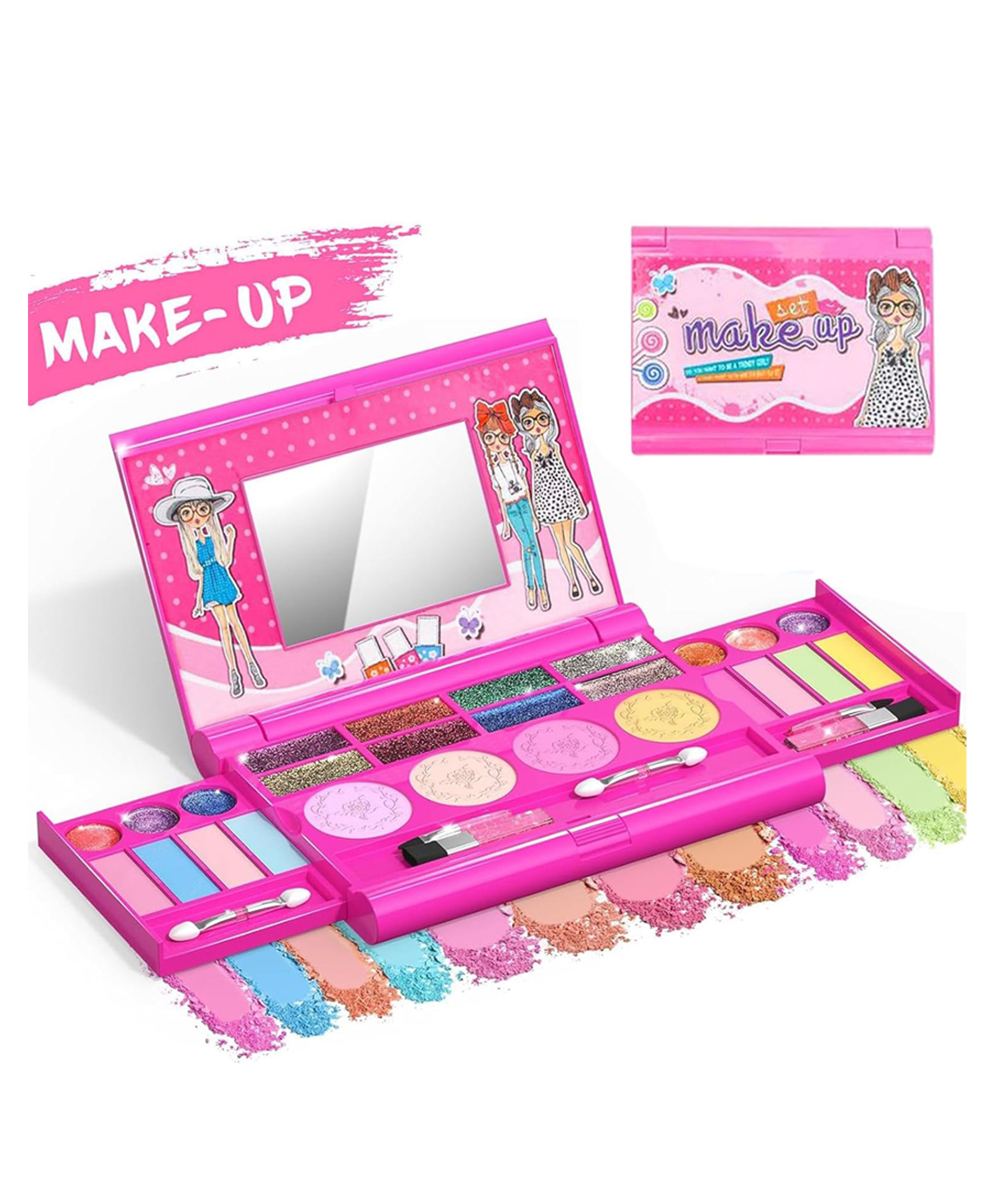 Kidology Kids Makeup Kit for Girls, Unicorn Princess Pretend Play Beauty Set with Washable Cosmetics & Laptop Makeup Case-picture-17
