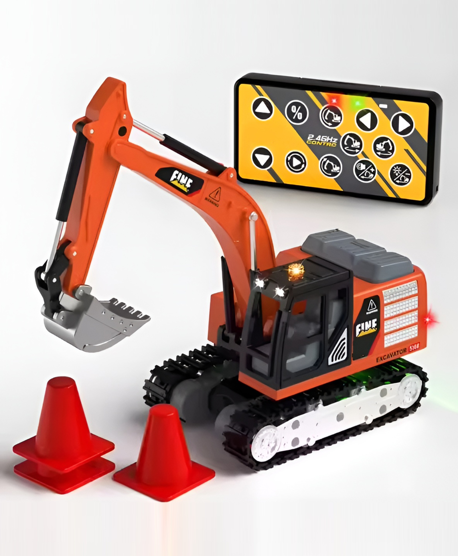 NEGOCIO Mini Alloy RC Excavator-Auto Demo 2.4G Control Light Sound Speed Adjustment Obstacle Barrier Charger Almost Ready - PACK OF 1 - COLOR MAY VARY-picture-13