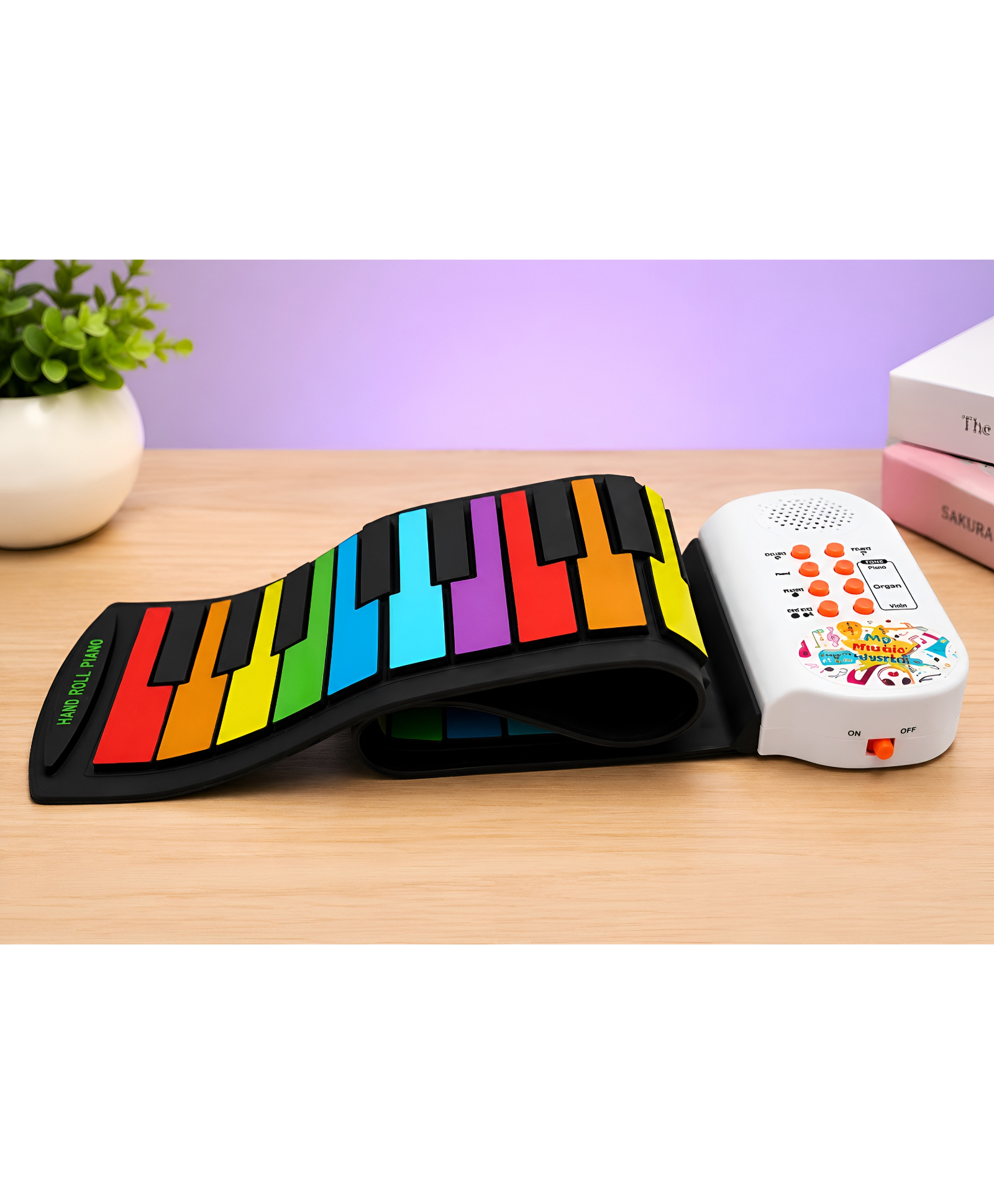 NEGOCIO 37-Key Roll Up Piano for Kids, Foldable Rubber Keyboard, Rainbow Coloured, Portable with Built-in Speaker - PACK OF 1 - COLOR MAY VARY-image-20