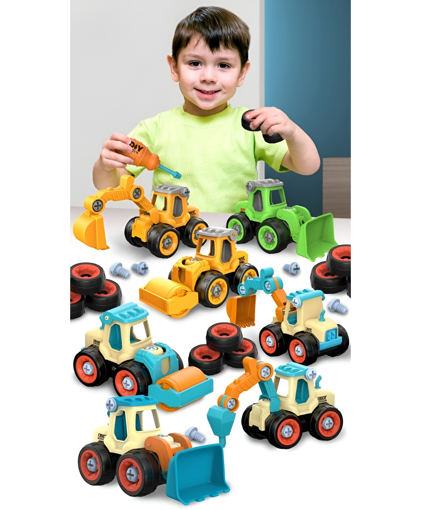 NEGOCIO Truck Car Toys DIY Construction Building Sand Vehicle Set (with Disassembly Tool for Kids - PACK OF 1 - COLOR MAY VARY-image-14