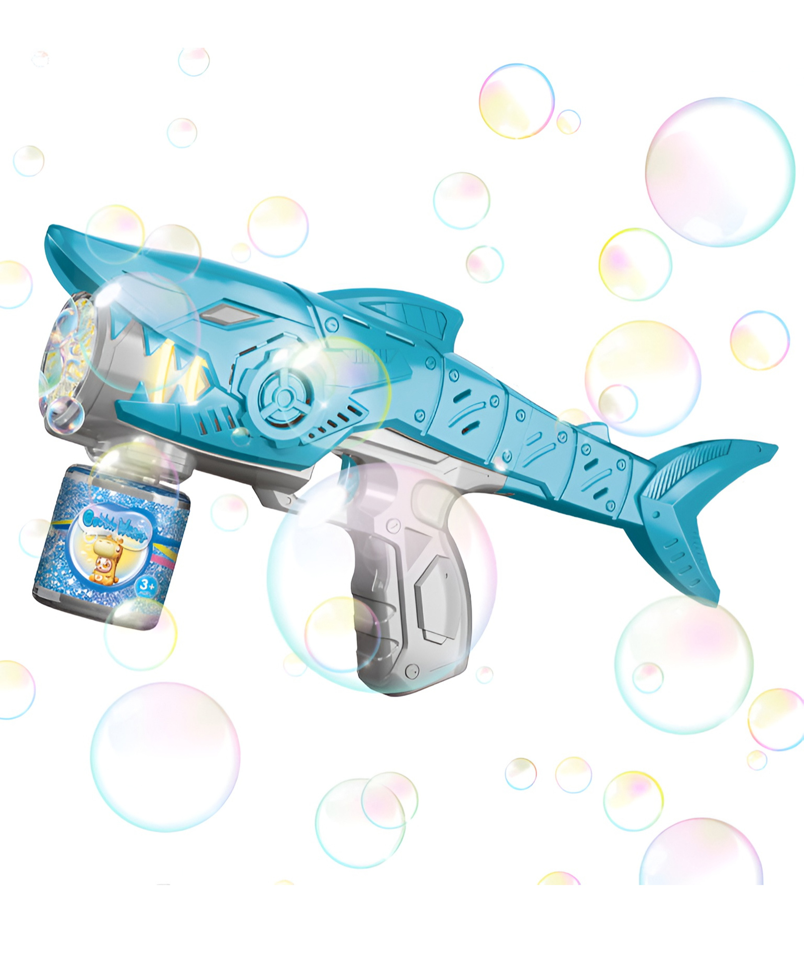 NEGOCIO Handheld Light Mechanical Shark Bubble Gun Plastic Summer Outdoor Automatic Blowing Bubbles Toy for Kids- PACK OF 1- COLOR MAY VARY-picture-24