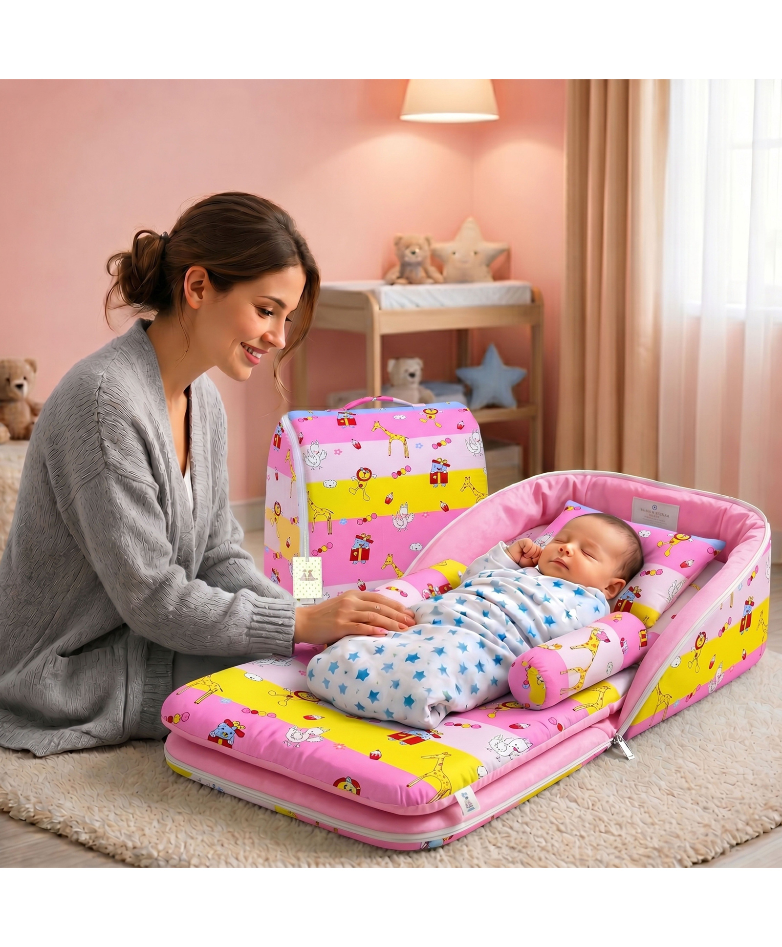 Fareto Baby Travel Friendly for Kids Portable Baby Comfortable Cushioning - Pink-image-45