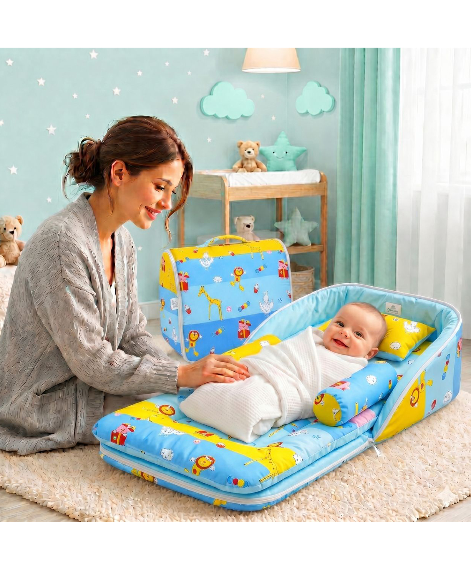 Fareto Baby Travel Friendly for Kids Portable Baby Comfortable Cushioning - Blue Ziffi-image-24