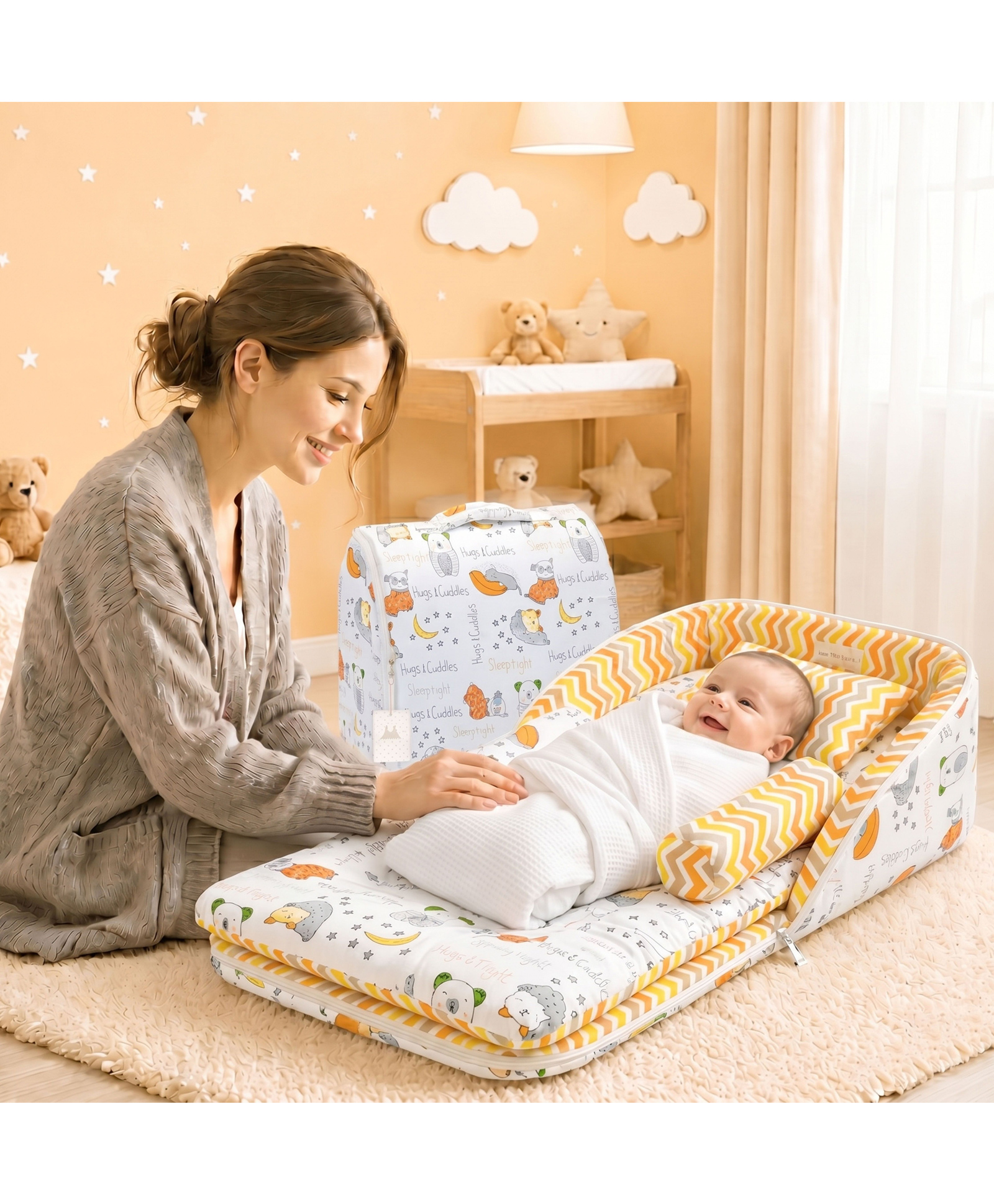 Fareto Baby Travel Friendly for Kids Portable Baby Comfortable Cushioning - Orange-picture-14