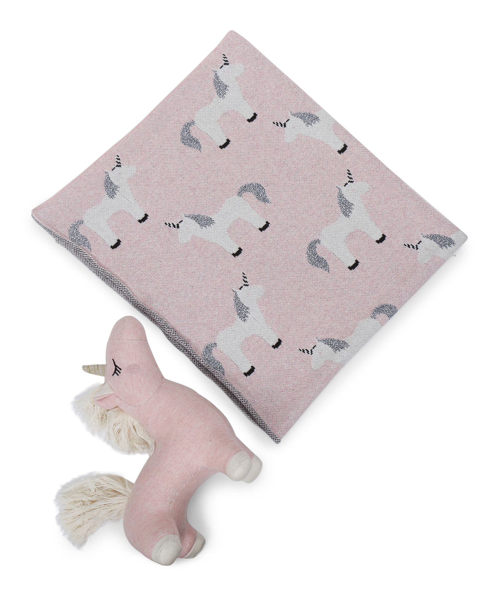 Haus & Kinder Fluffy Pony 100% Pure Cotton Knitted Summer AC Blanket with Toy - Light Pink-image-38