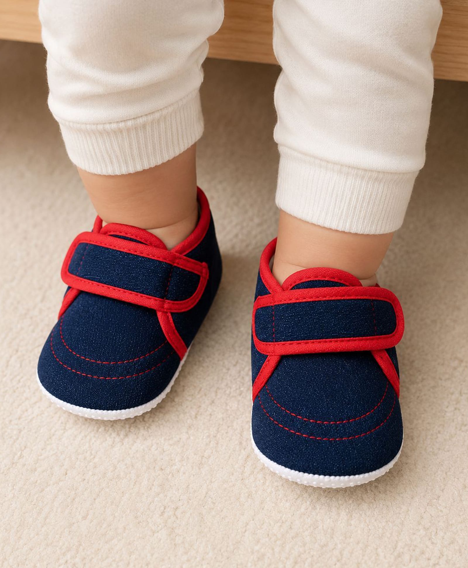 Daizy Colour Blocked Velcro Closure Booties - Navy Blue-image-31