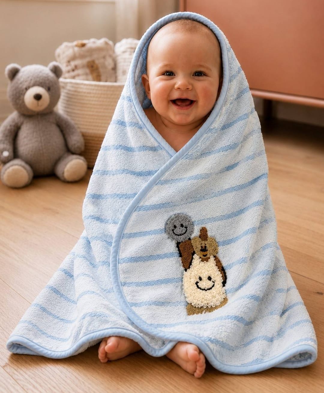 The little lookers Ultra Soft Baby Microfiber Bath Towel For Toddlers - Blue-image-42
