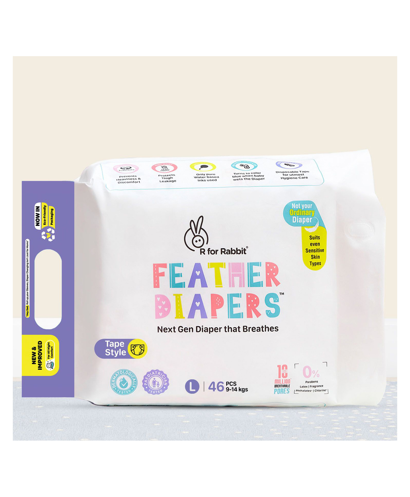 R for Rabbit Feather Diaper Tape Style Large - 46 Pieces-picture-20