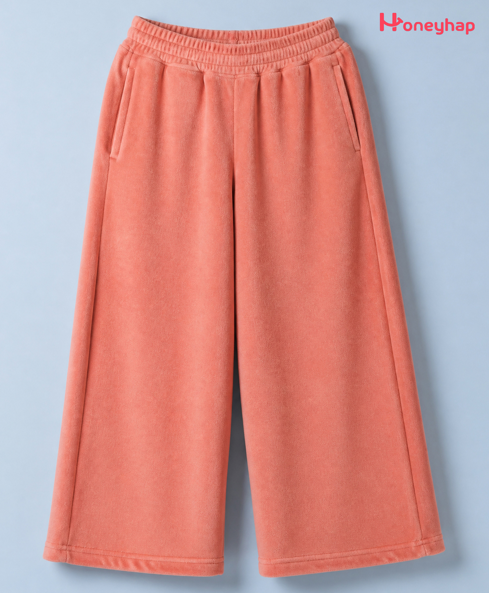 Honeyhap Premium Velour Knit Full Length Lounge Pants With Bio Finish - Peach-picture-48