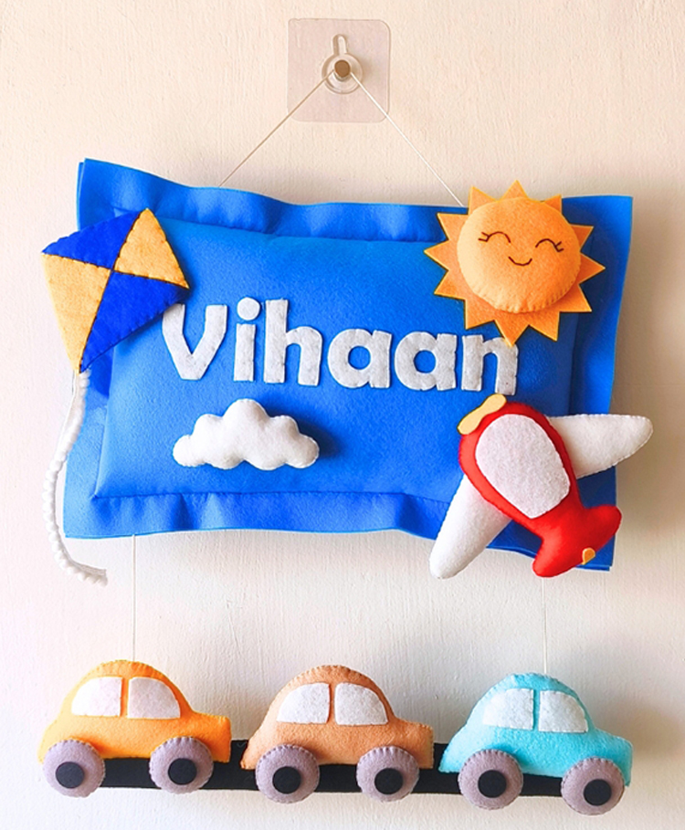 Kraft Affaires Personalized Felt Car Theme Kids Room décor - Blue-picture-11