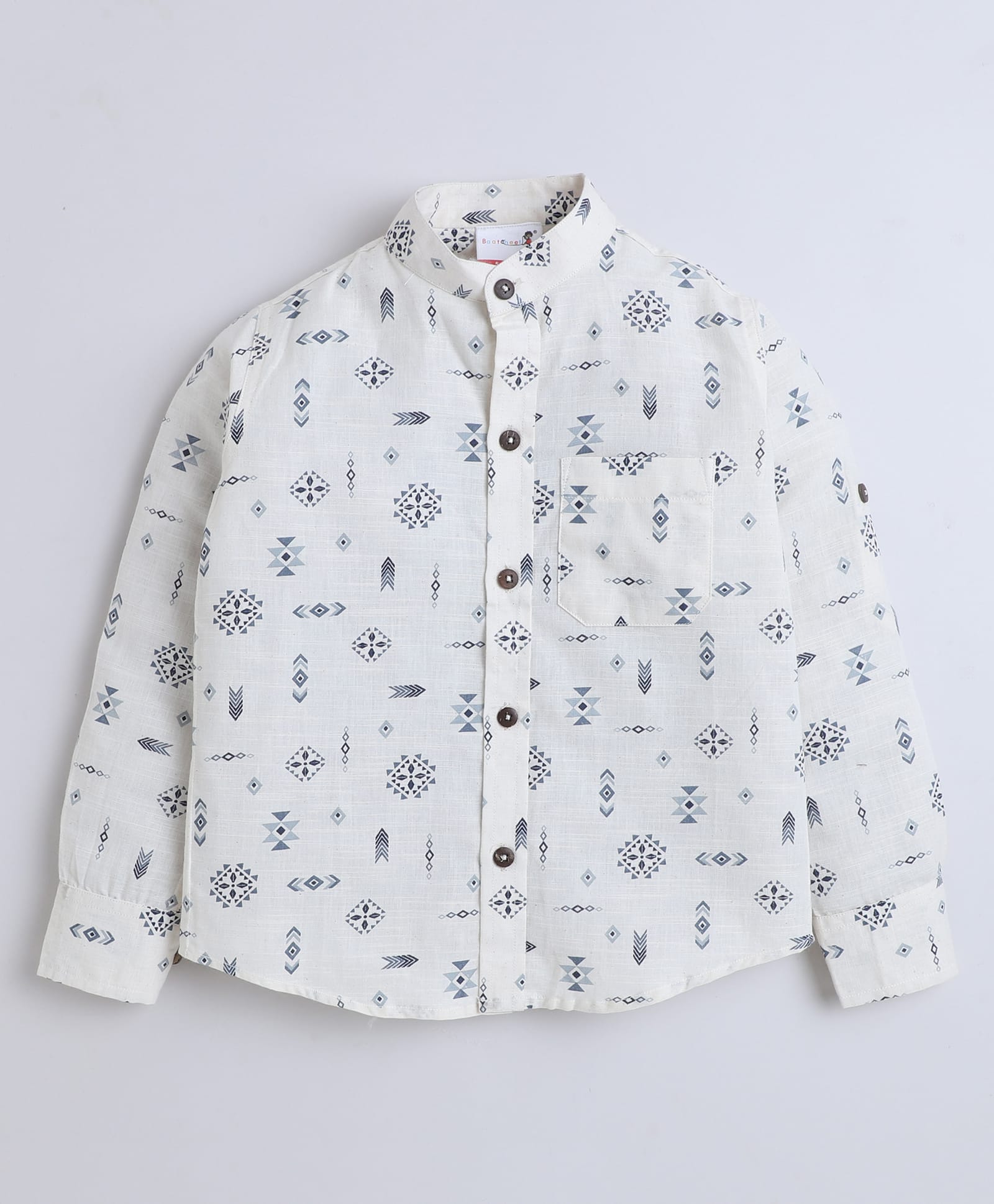 BAATCHEET Cotton Woven Full Sleeves Abstract Printed Shirt - Beige-picture-16