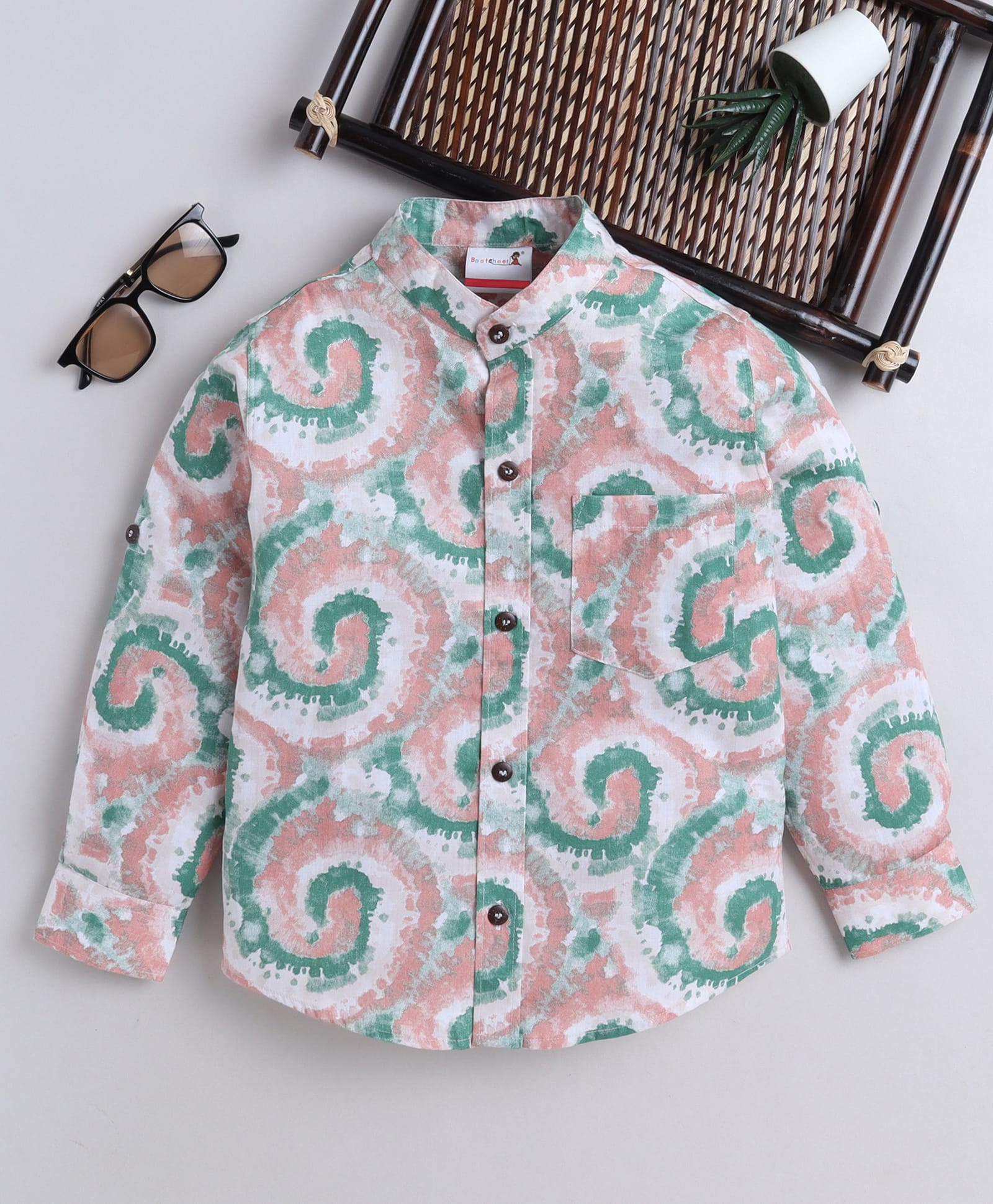 BAATCHEET Cotton Woven Full Sleeves Abstract Printed Shirt - Green-picture-38