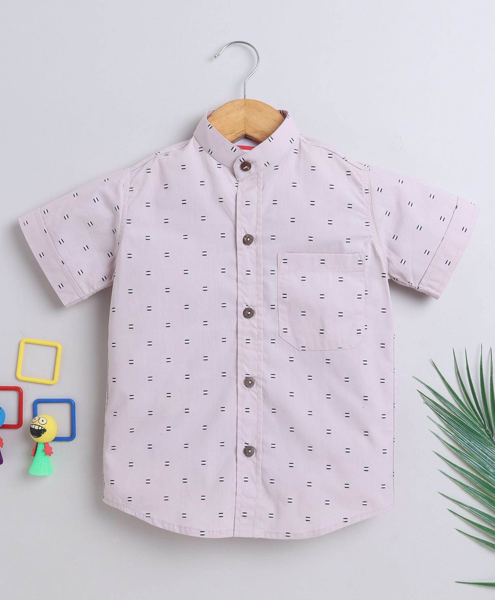 BAATCHEET Cotton Woven Half Sleeves Abstract Printed Shirt - Peach-picture-26