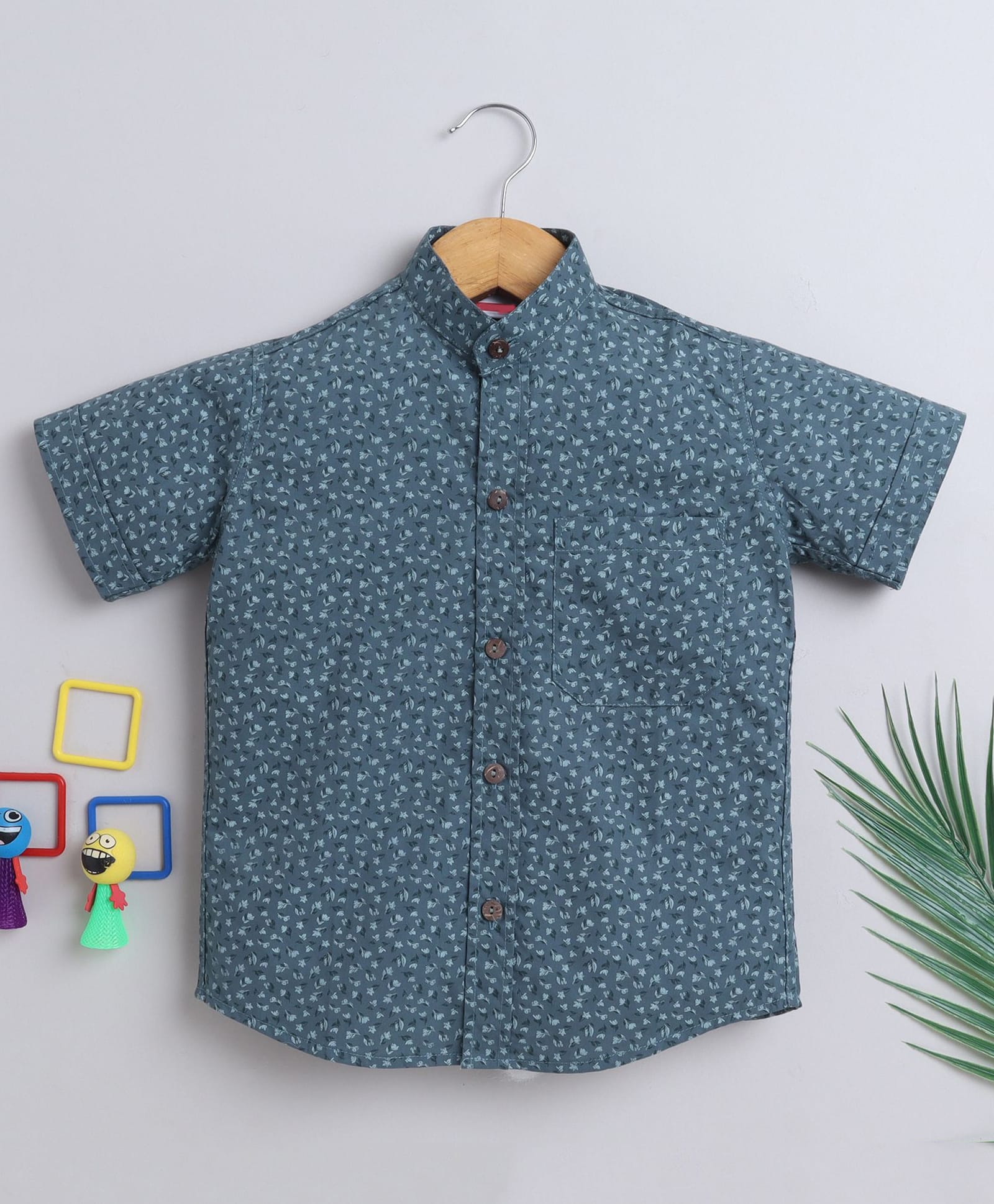 BAATCHEET Cotton Woven Half Sleeves Floral Printed Shirt - Blue-image-43