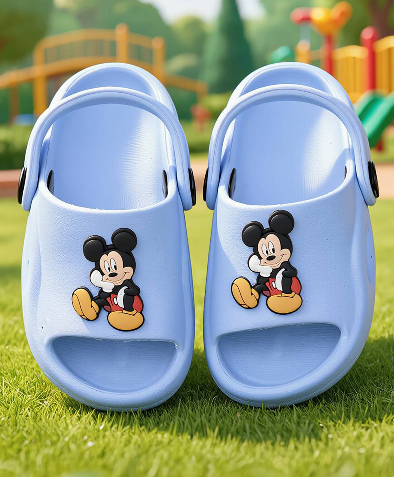 Yellow Bee Disney Featuring Mickey Mouse Applique Detailed Slingback Sandals - Blue-picture-13