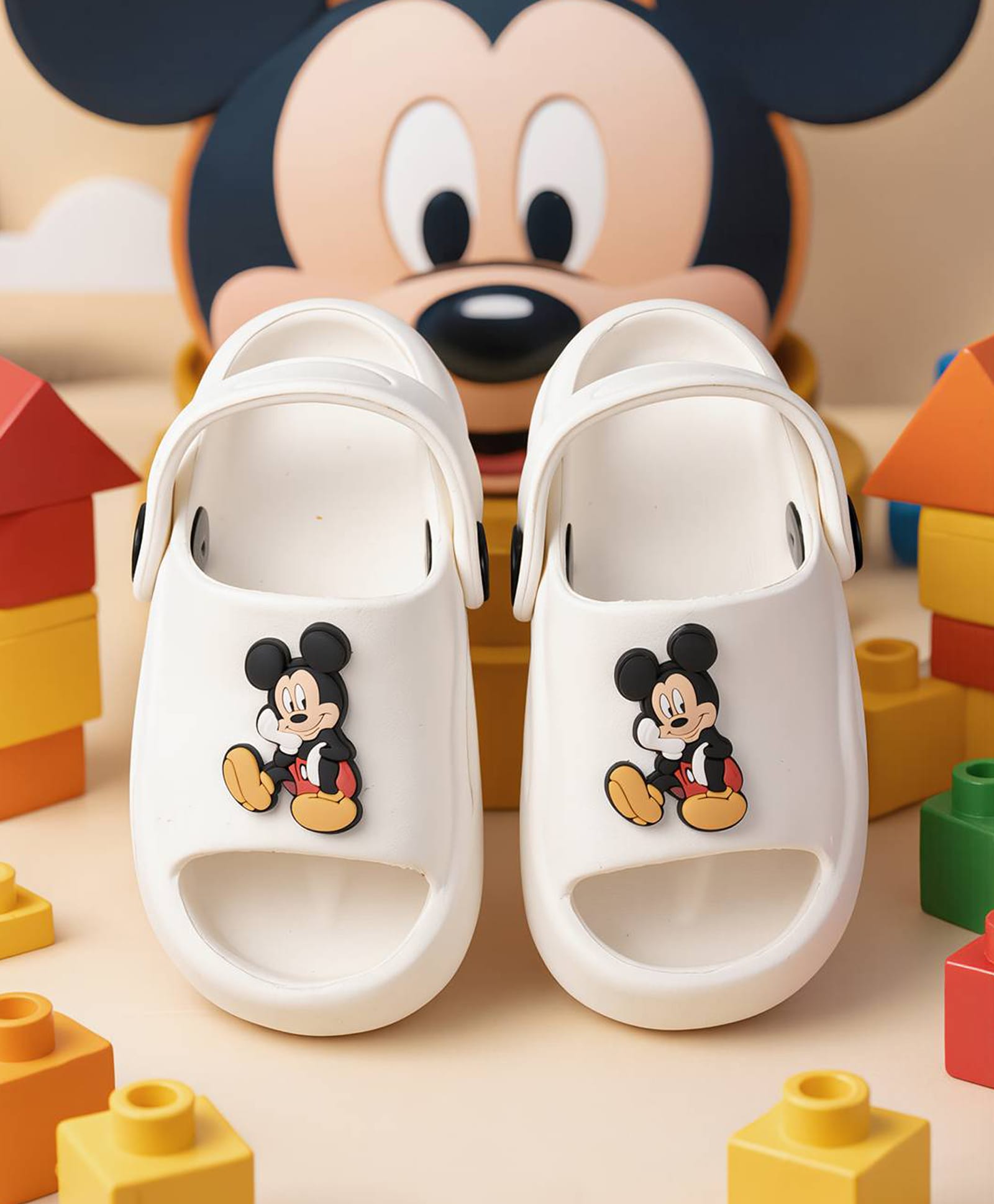 Yellow Bee Disney Featuring Mickey Mouse Applique Detailed Slingback Sandals - White-picture-33